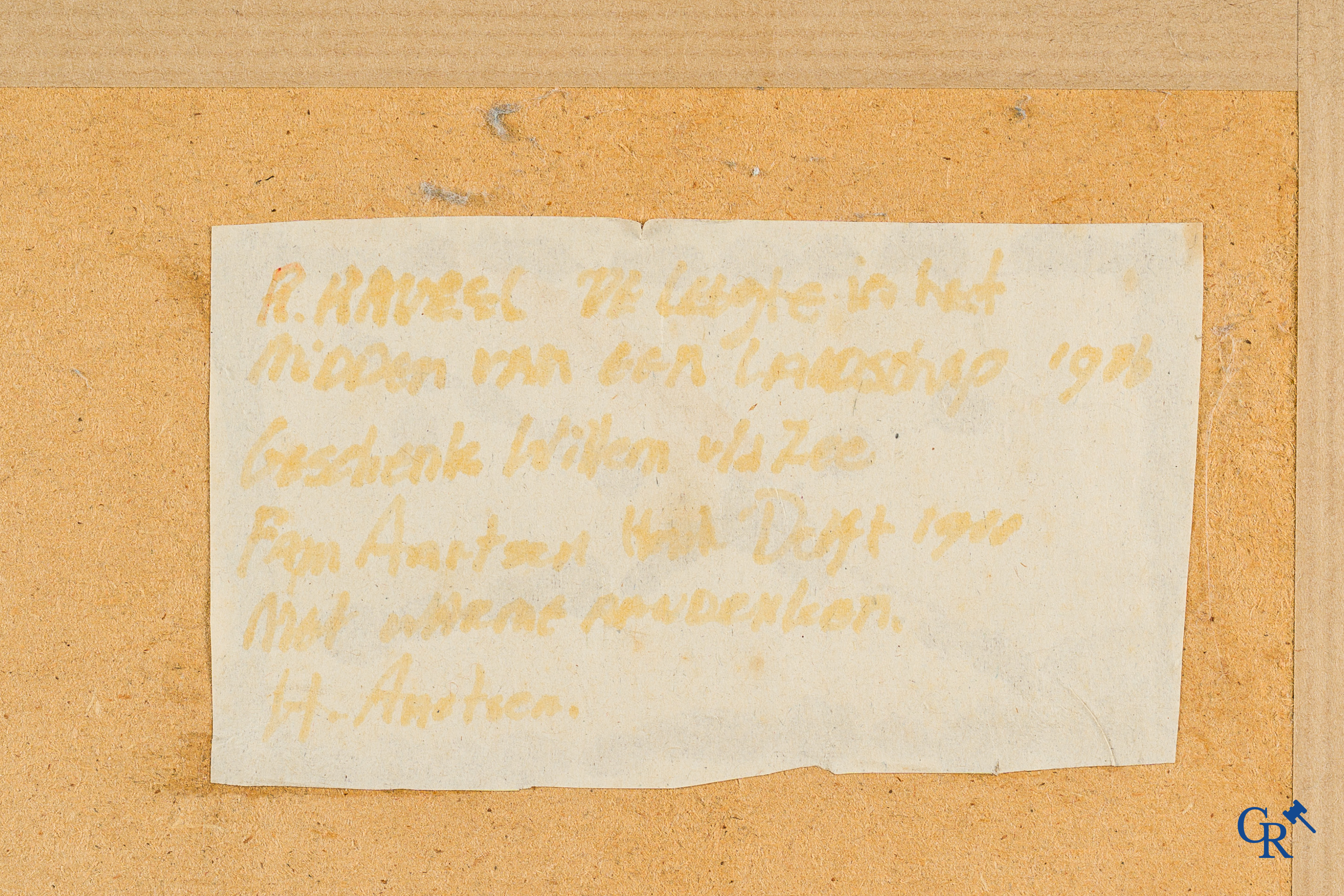 Roger Raveel (1921-2013) (*). "De leegte in het midden van een landschap" Waterverf, gouache. 1986.
