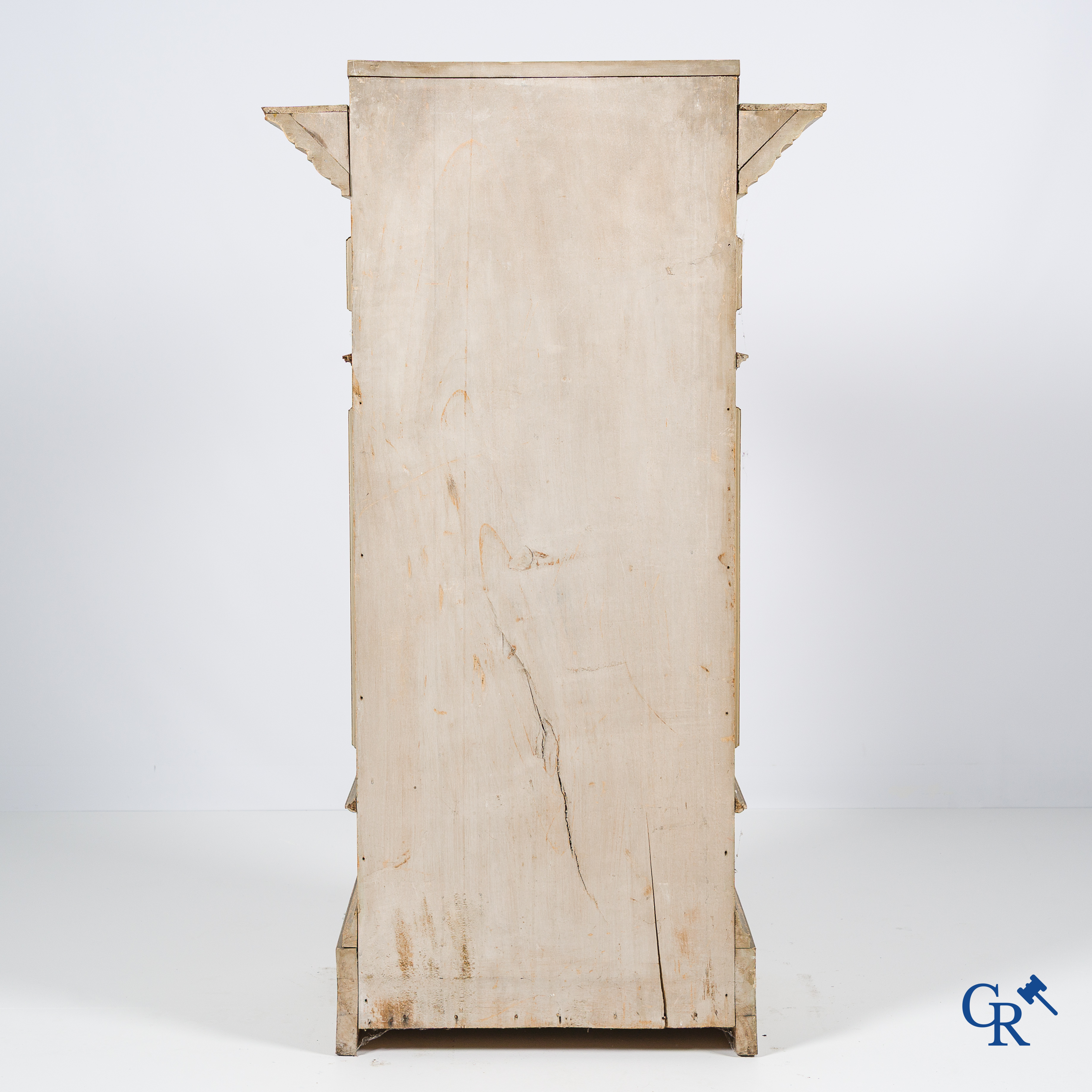 Large pedestal in patinated wood, circa 1900.