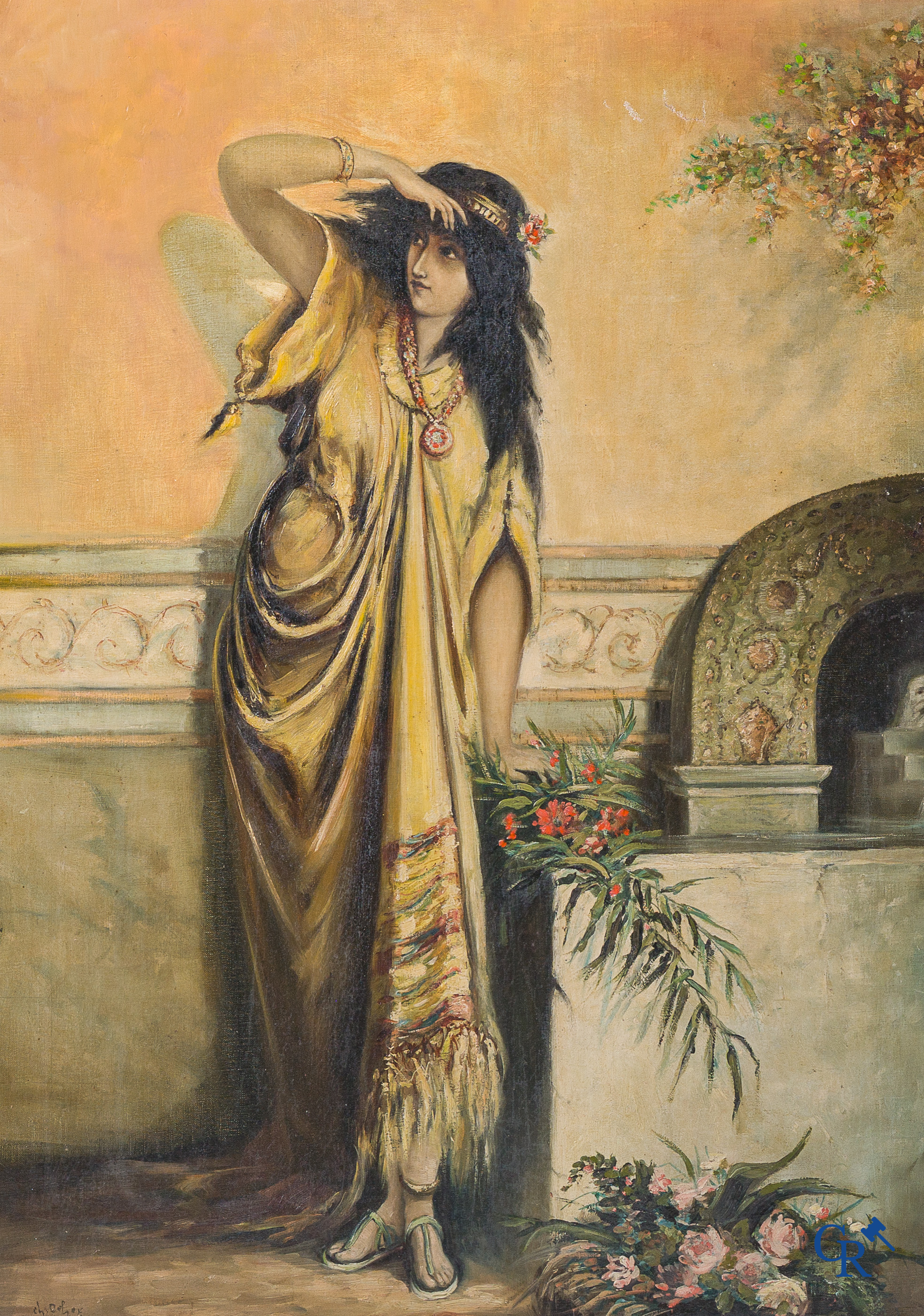 Charles Dehoy (1872-1940) "l'Egyptienne" Olie op doek, Linksonder gesigneerd.