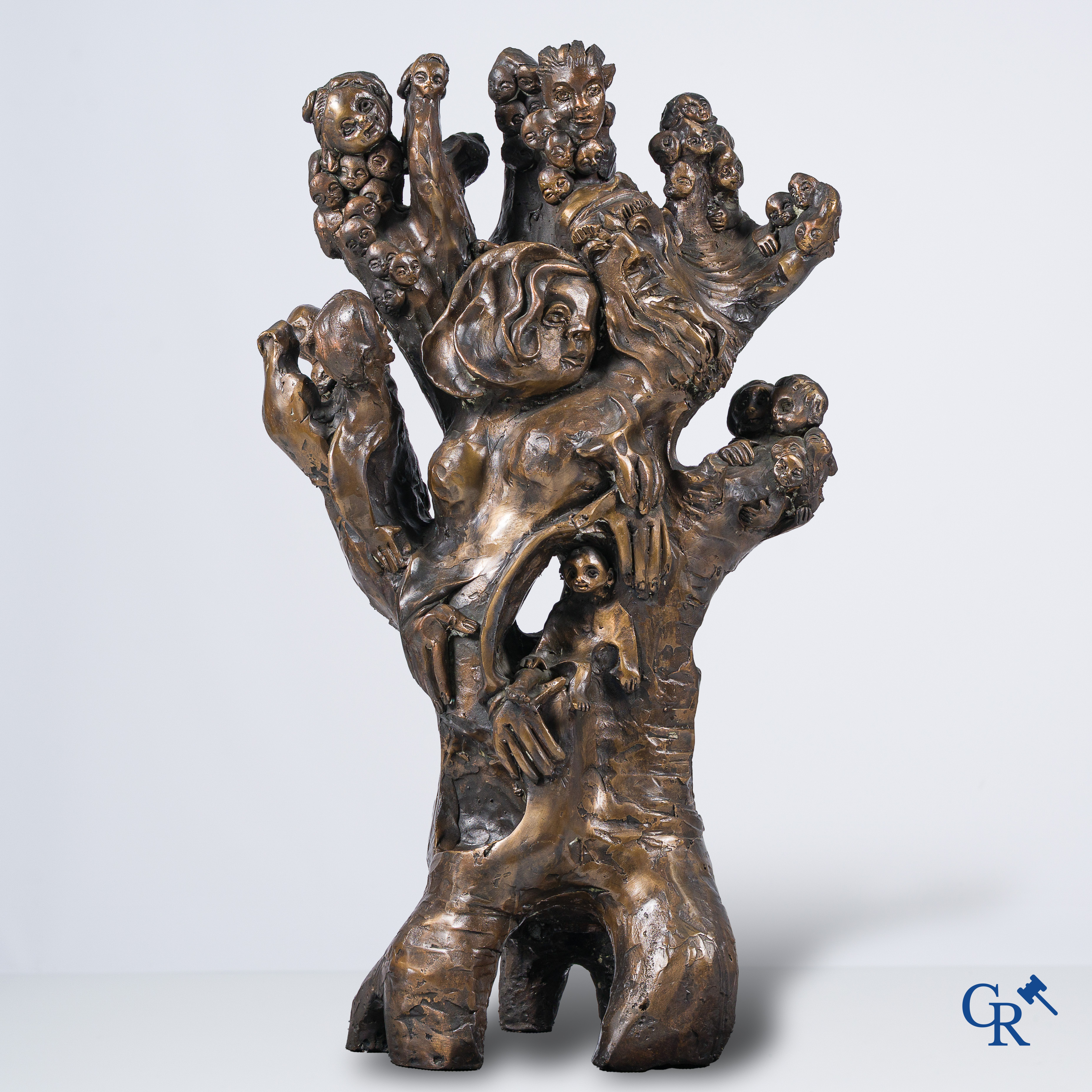 May Claerhout (1939-2016)(*) "De stamboom" Uitzonderlijk grote brons sculptuur. Gesigneerd.