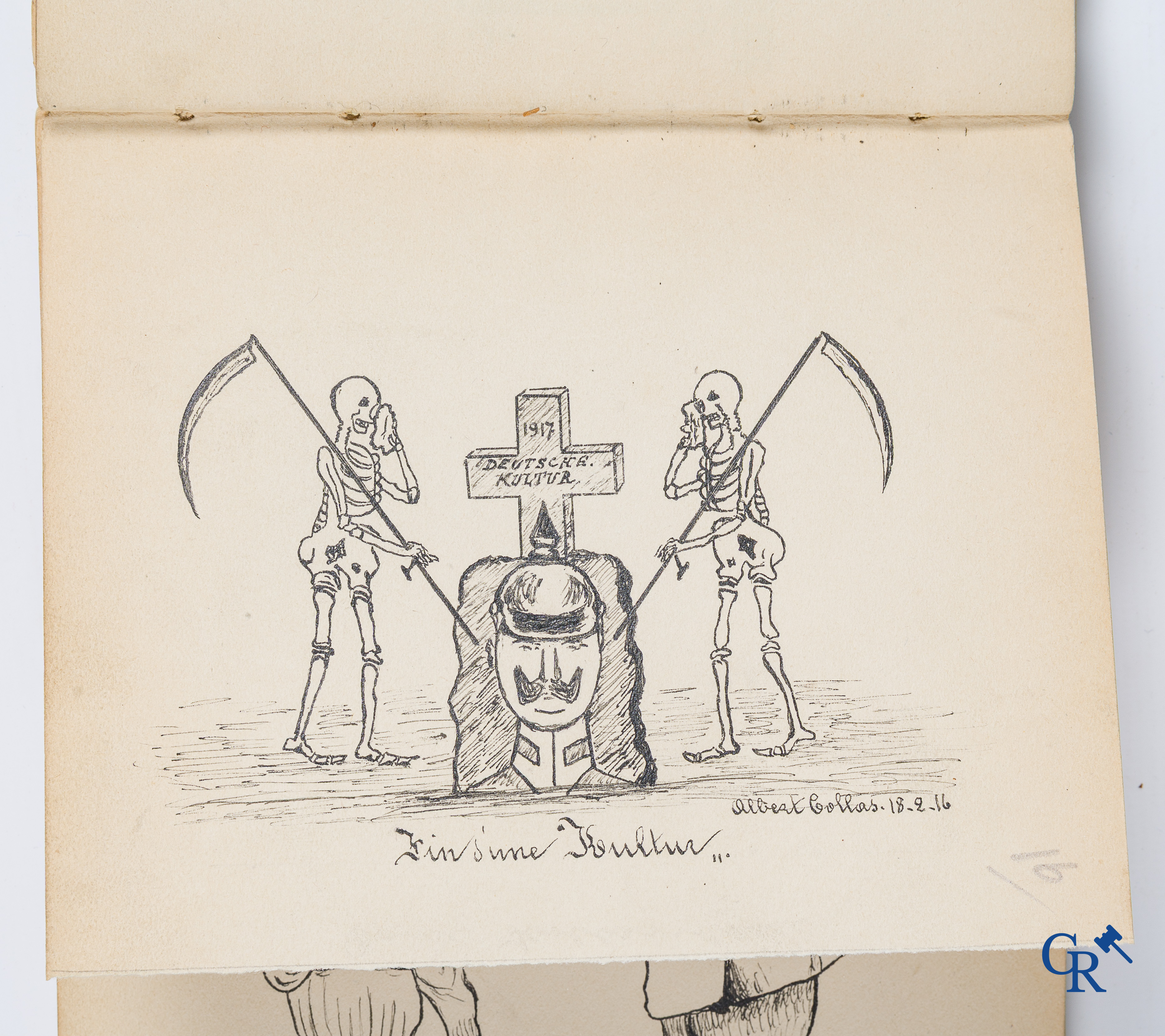 Louis Raemaekers. Schetsenboek gesigneerd Albert Collas en geadresseerd aan Harry Perry Robinson.