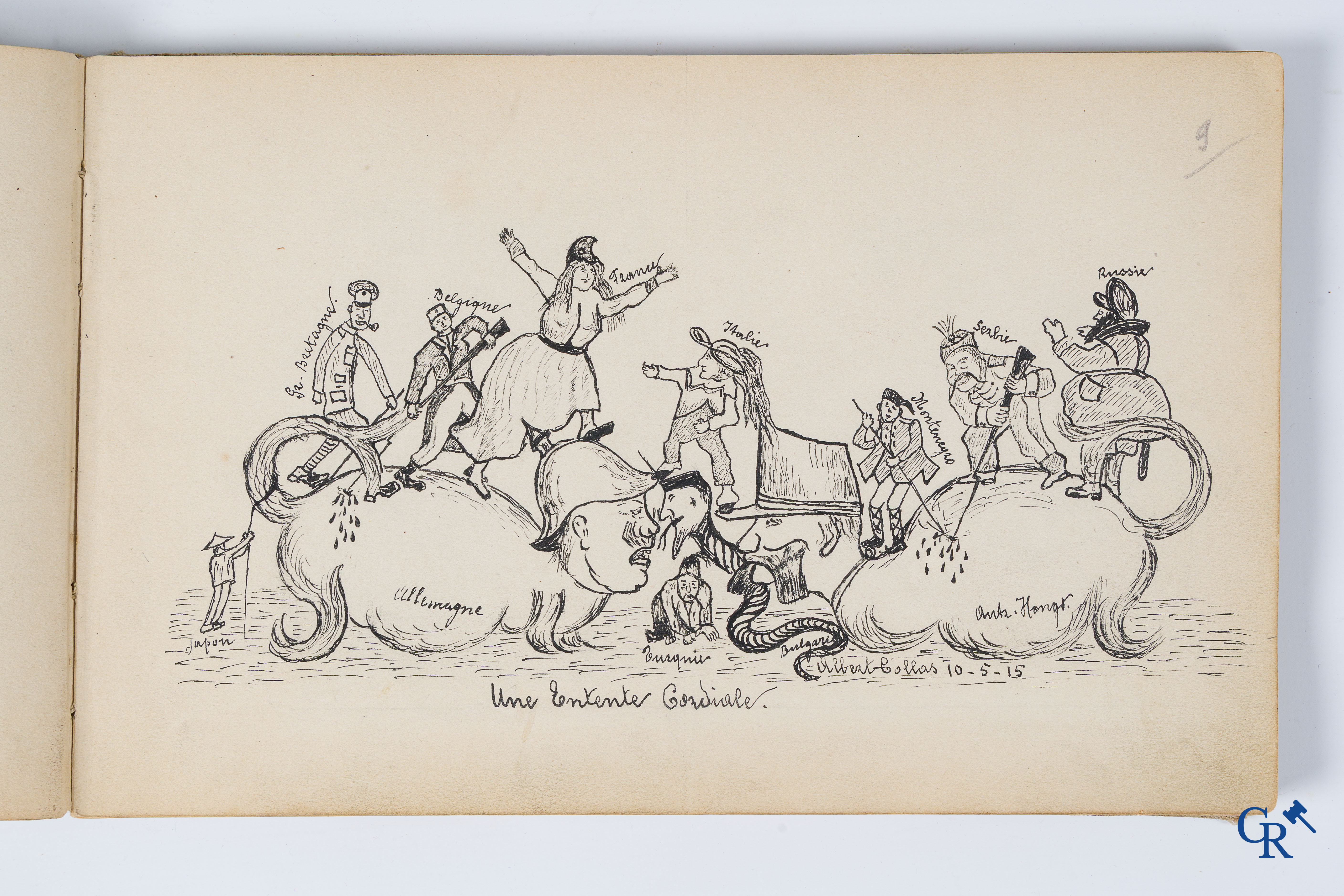 Louis Raemaekers. Schetsenboek gesigneerd Albert Collas en geadresseerd aan Harry Perry Robinson.