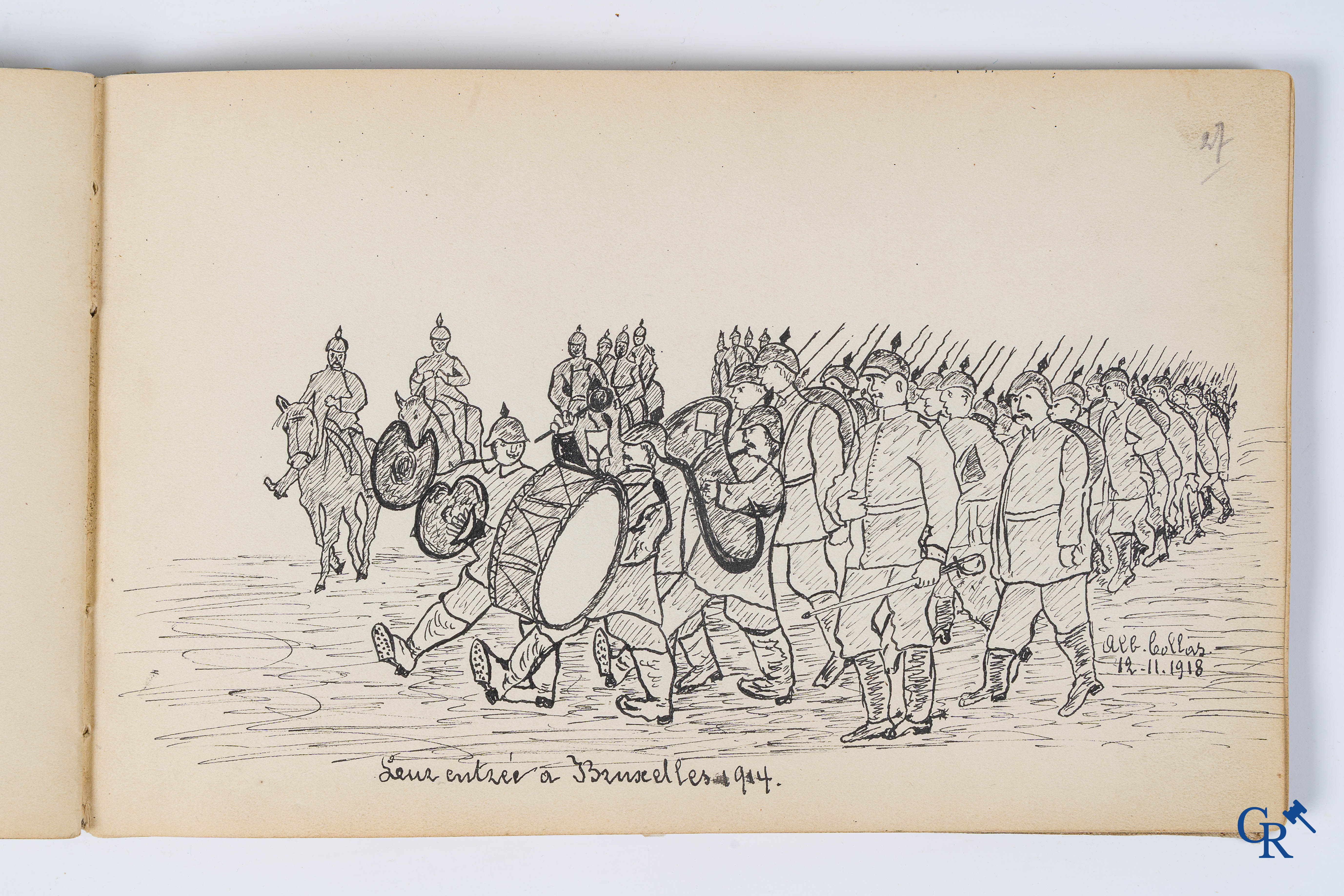 Louis Raemaekers. Schetsenboek gesigneerd Albert Collas en geadresseerd aan Harry Perry Robinson.