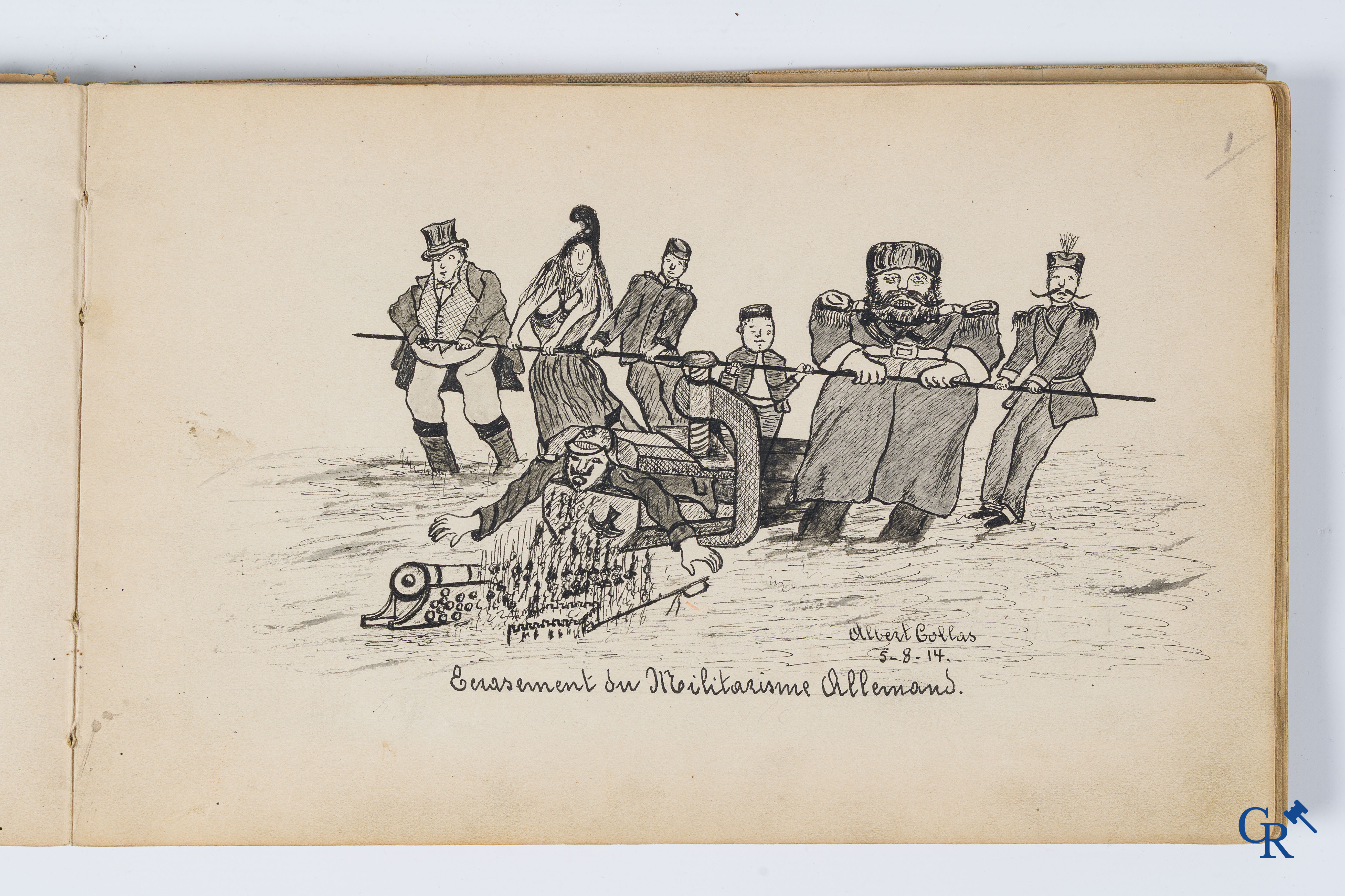 Louis Raemaekers. Schetsenboek gesigneerd Albert Collas en geadresseerd aan Harry Perry Robinson.