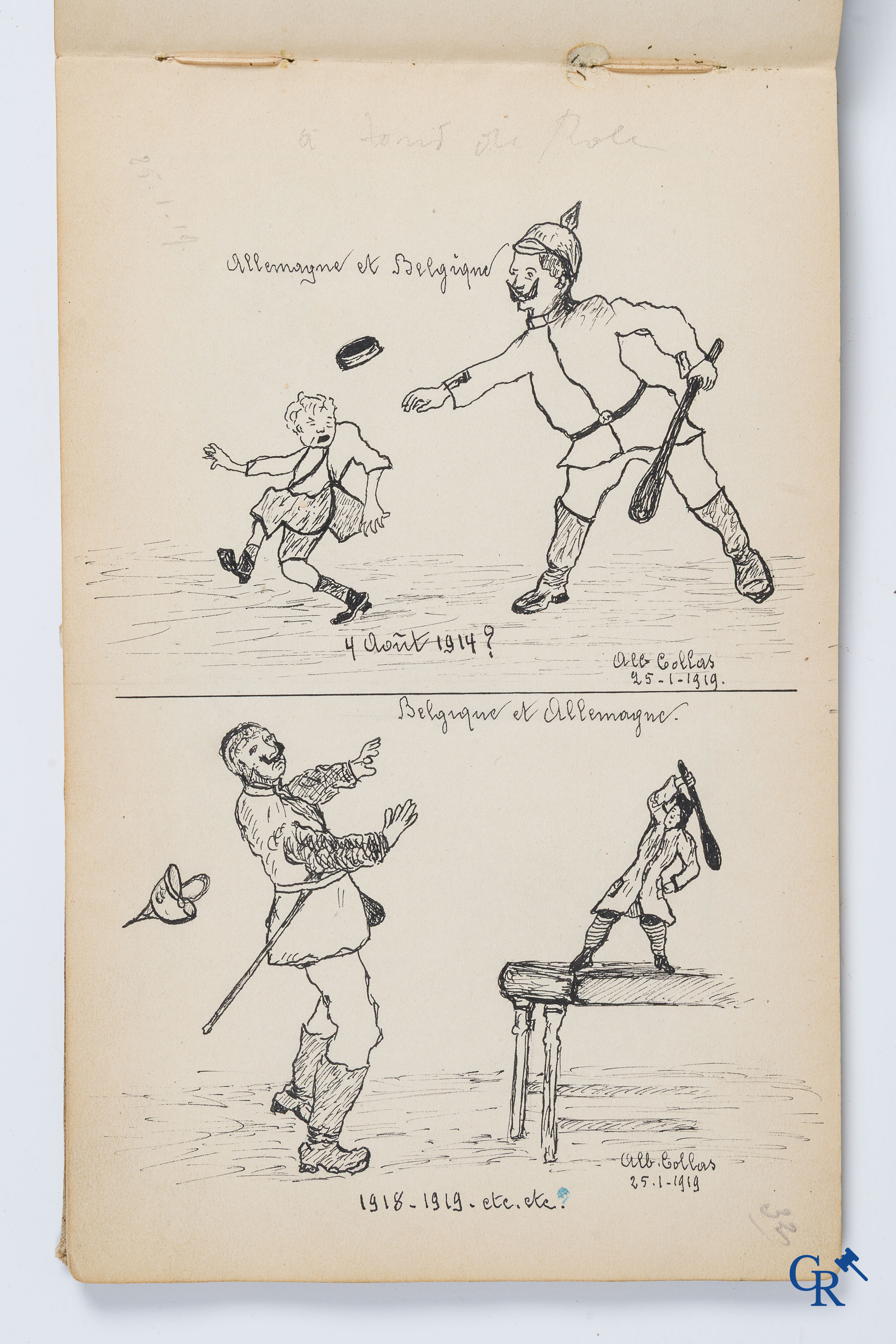 Louis Raemaekers. Schetsenboek gesigneerd Albert Collas en geadresseerd aan Harry Perry Robinson.