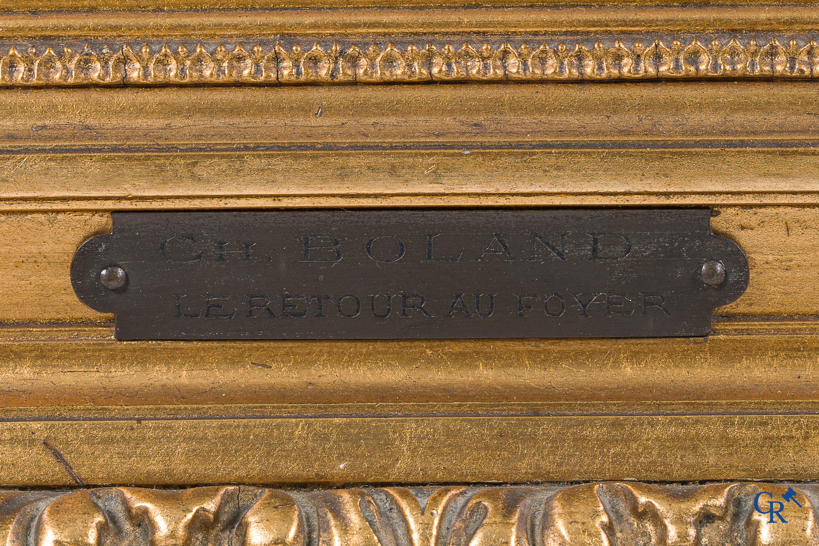 Charles Boland de Spa. "Le Retour au foyer" Olie op doek. Rechtsboven gesigneerd en gedateerd 1896.