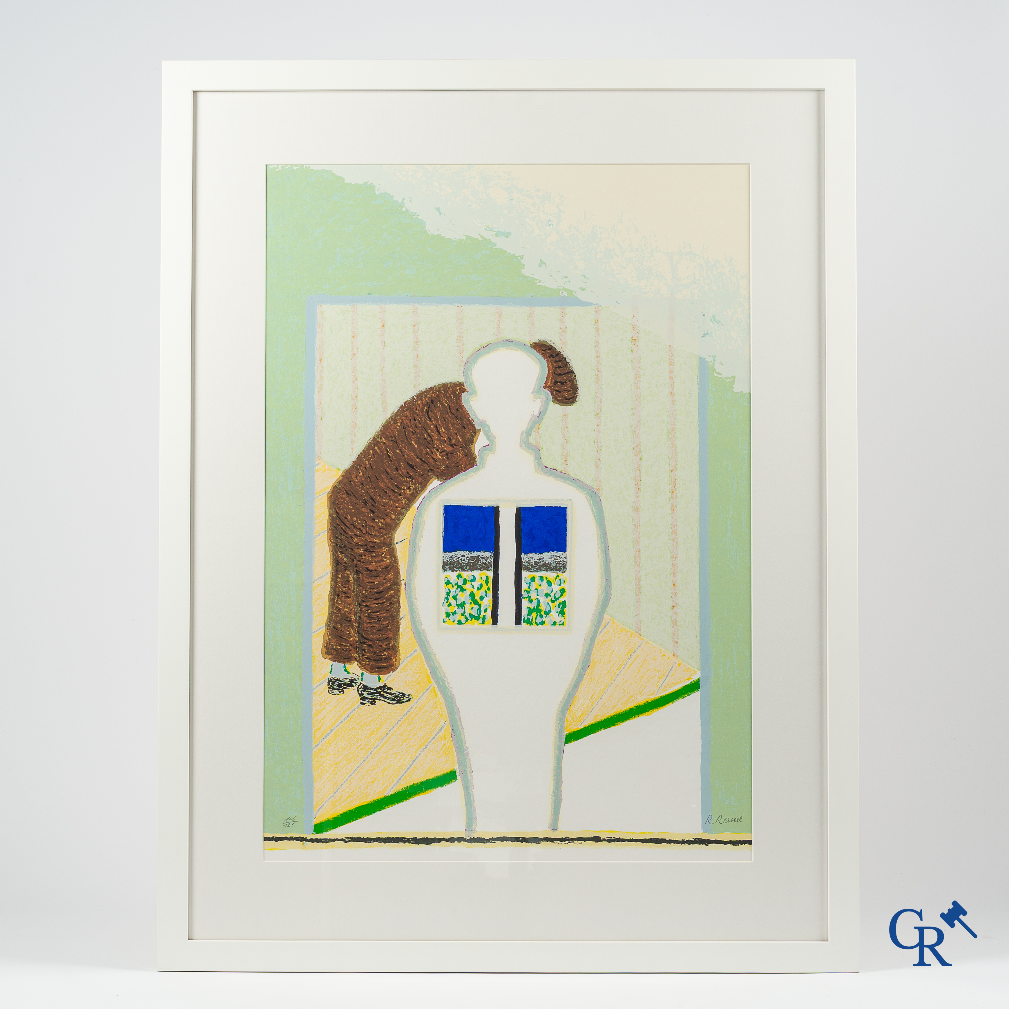 Roger Raveel (1921-2013)(*) "Vader en zoon" Kleuren lithografie. Gesigneerd en genummerd 106/125.