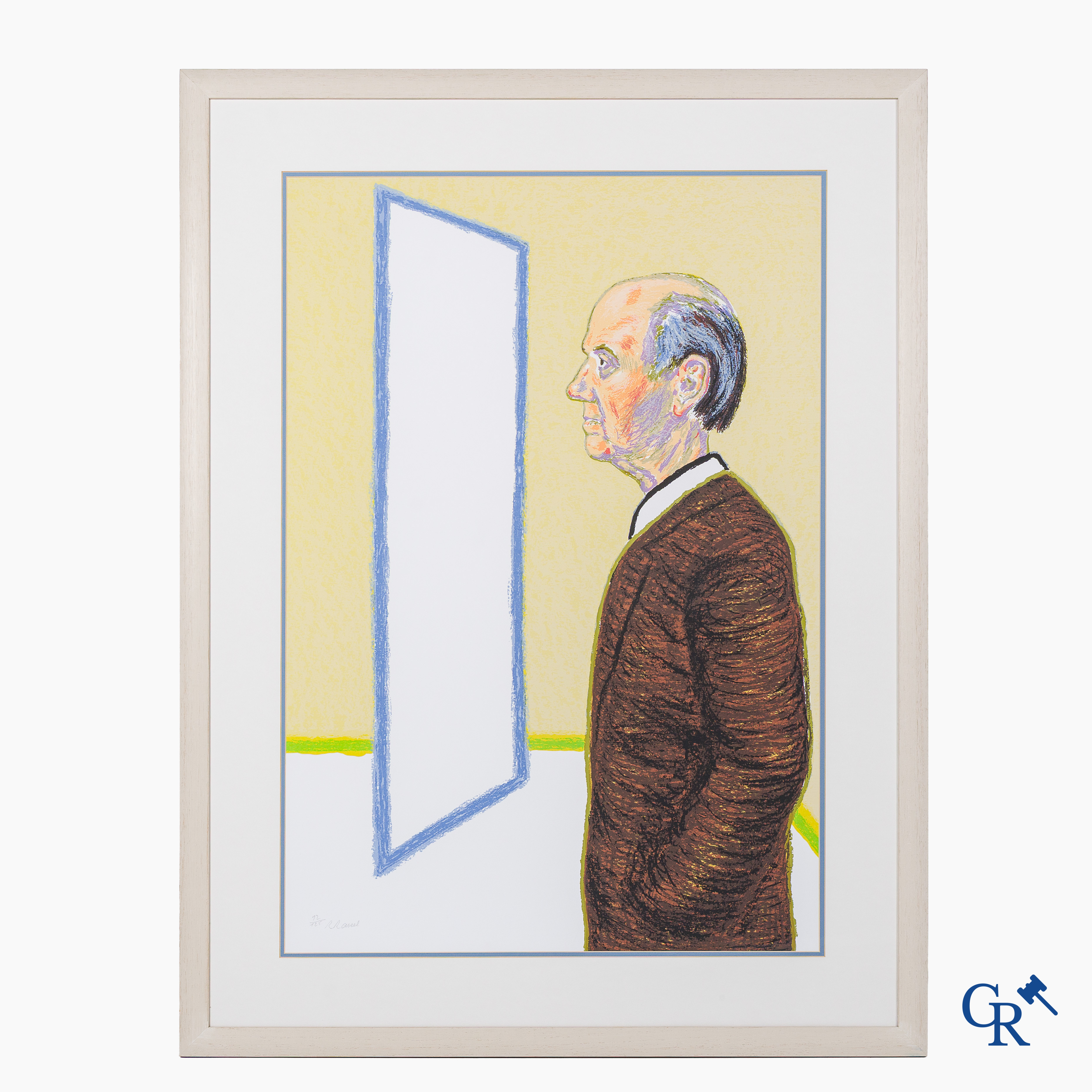 Roger Raveel (1921-2013)(*) Zelfportret in profiel. Grote kleurenzeefdruk. Genummerd 92/125.