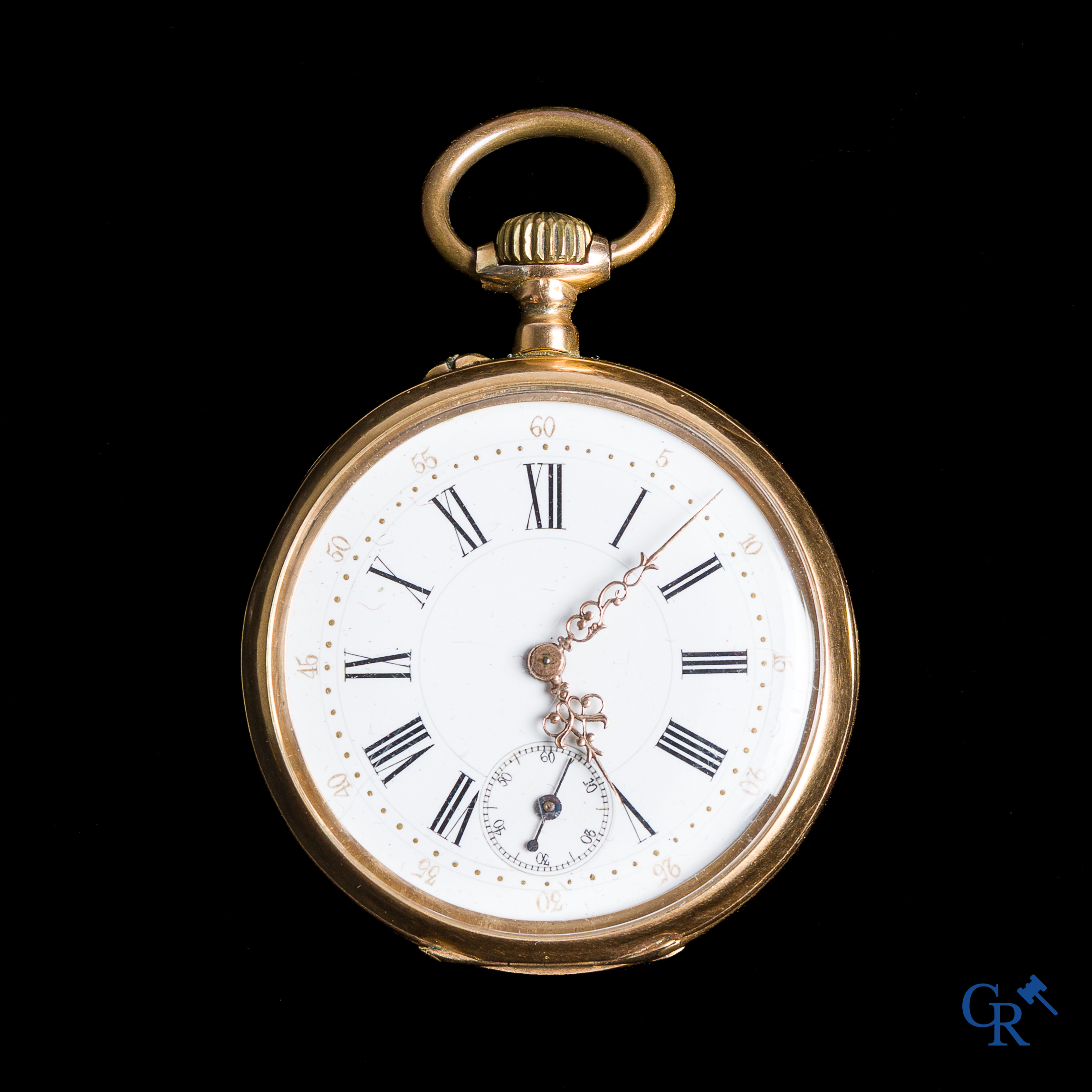 Uurwerken. Zakhorloge in goud 750/°00.