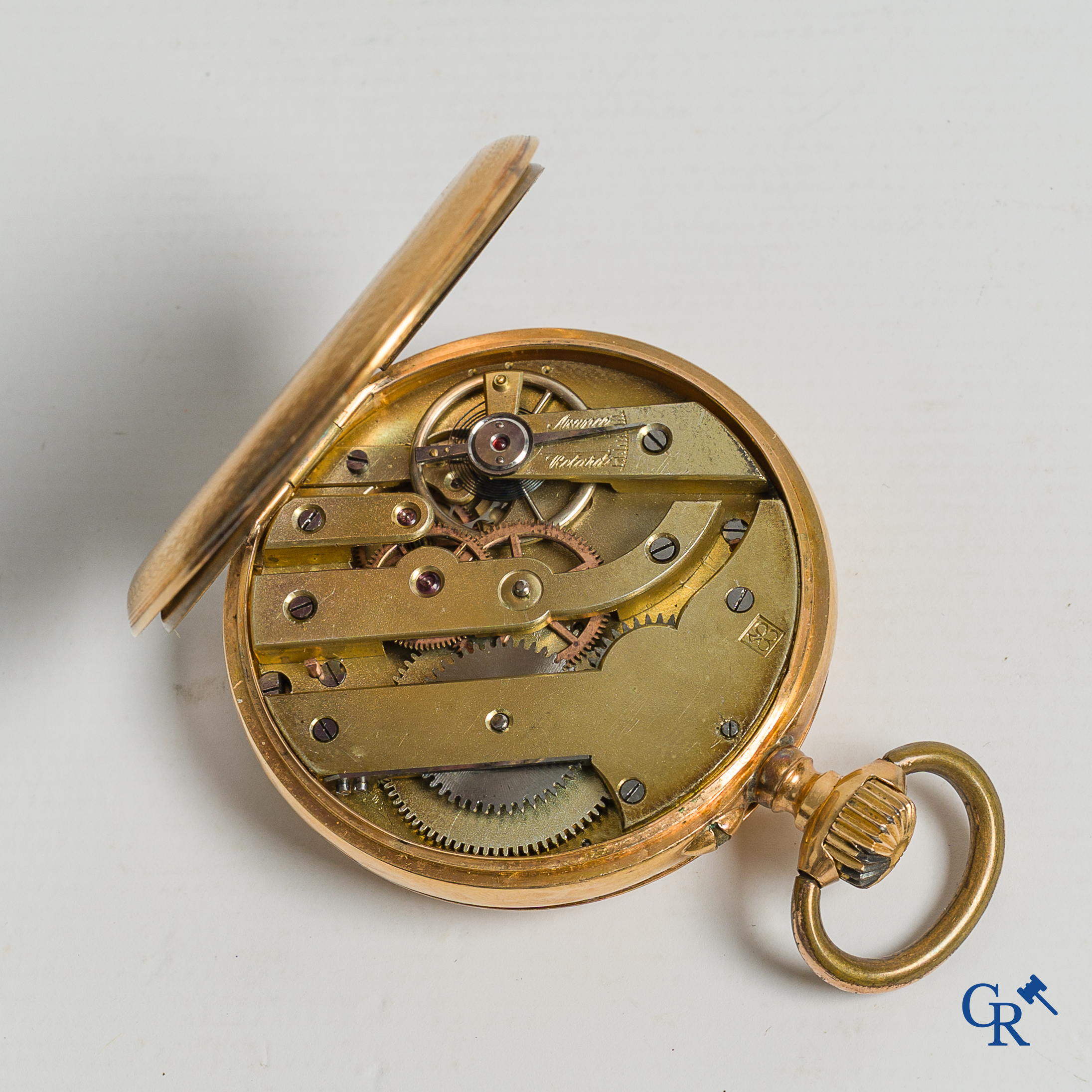 Antique pocket watch with 18 karat gold 750°/00 watch case.