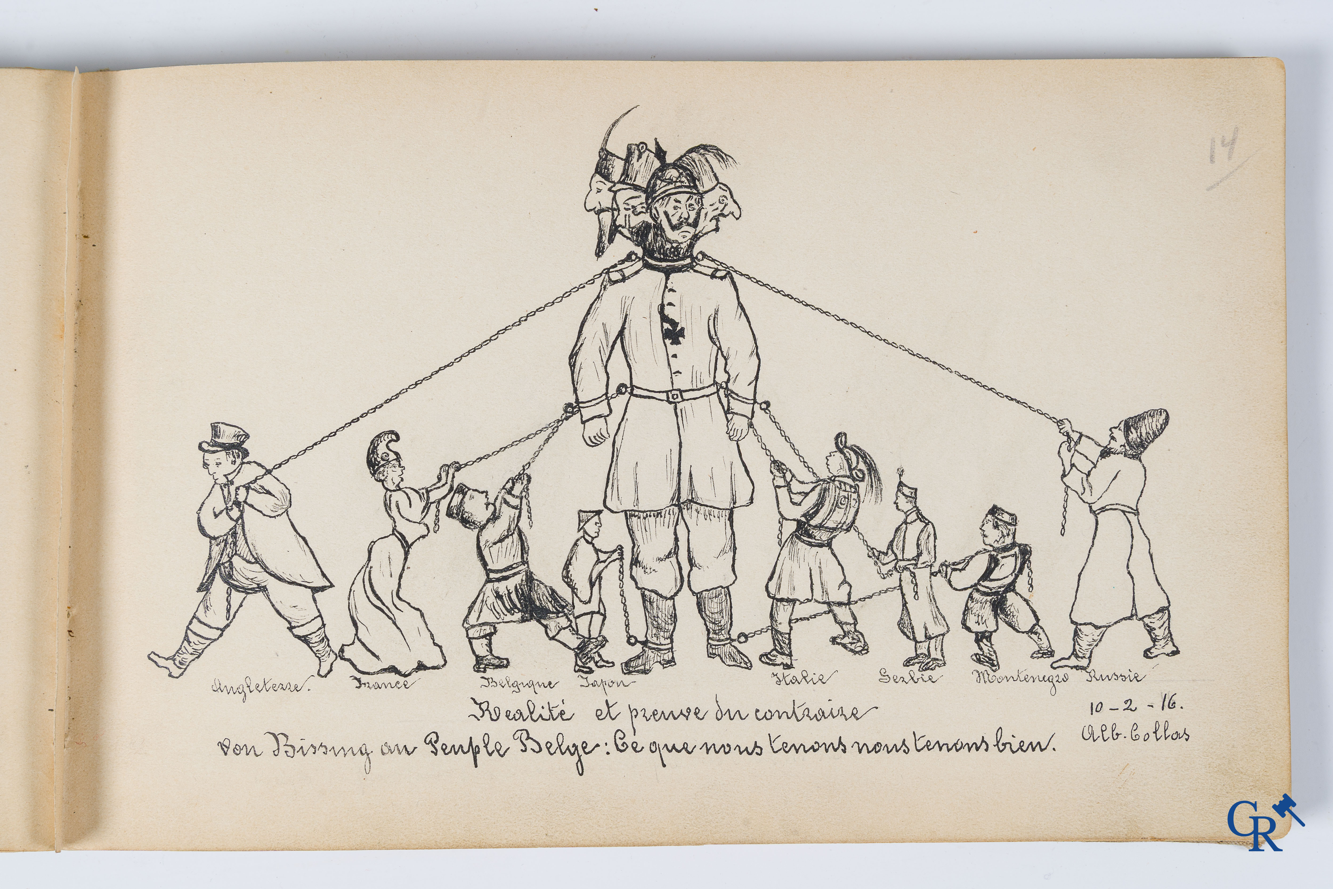 Louis Raemaekers. Schetsenboek gesigneerd Albert Collas en geadresseerd aan Harry Perry Robinson.