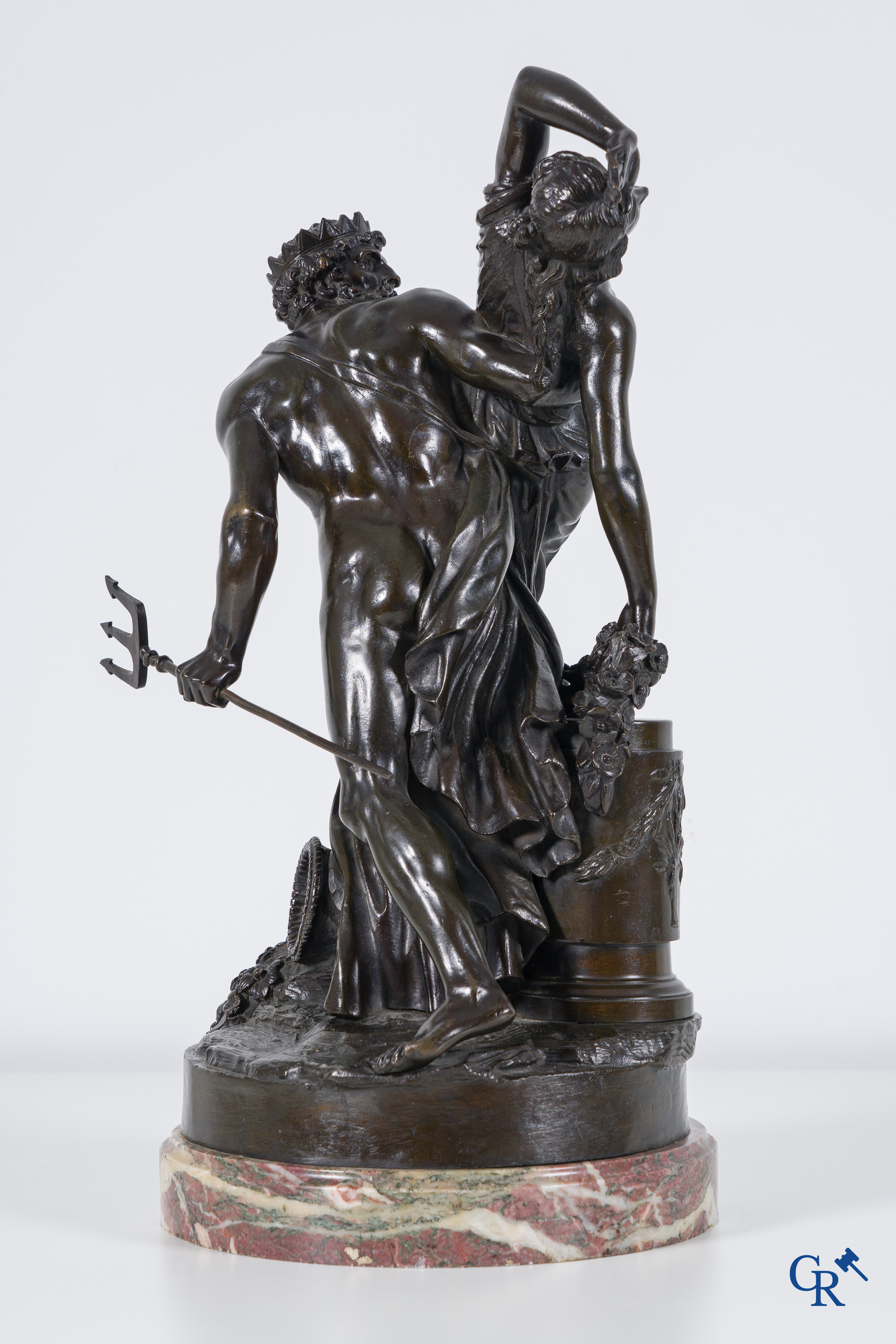 Simon Louis Boizot (1743-1809) The abduction of Proserpine by Pluto, Bronze statue on a marble pedestal. 19th century.