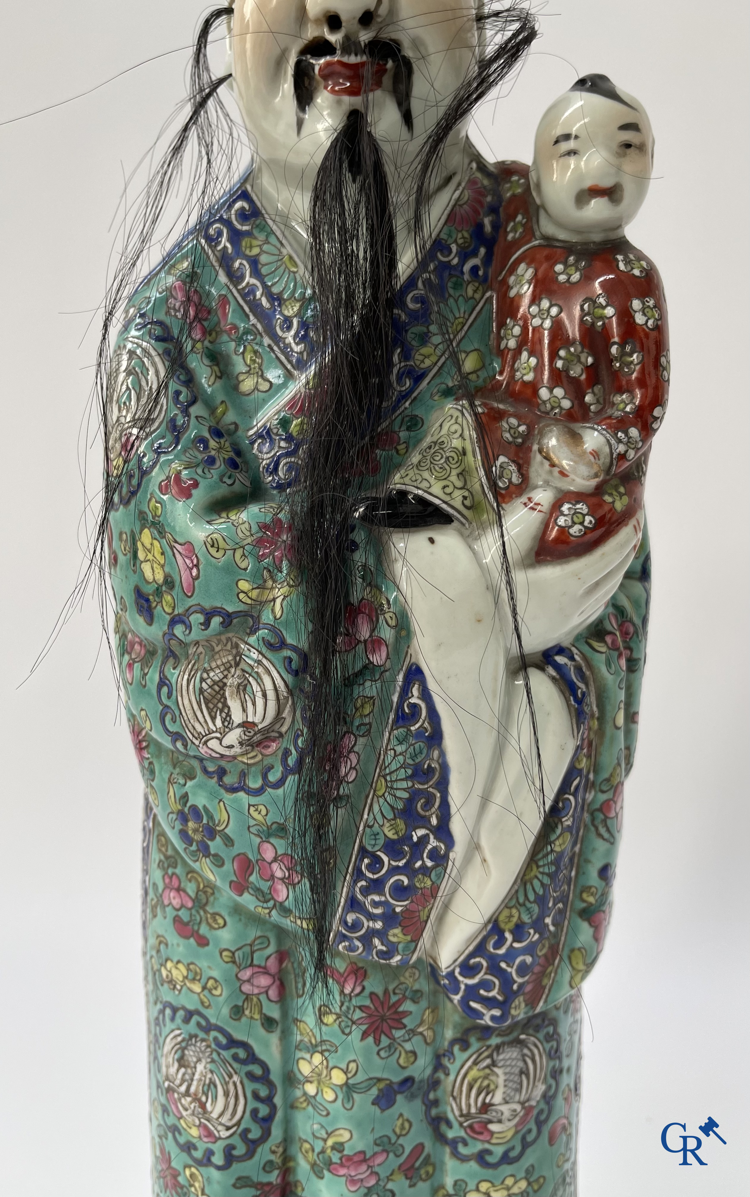 Aziatica, Chinees porselein. 3 Chinese famille rose figuren van onsterfelijken. 19de eeuw.