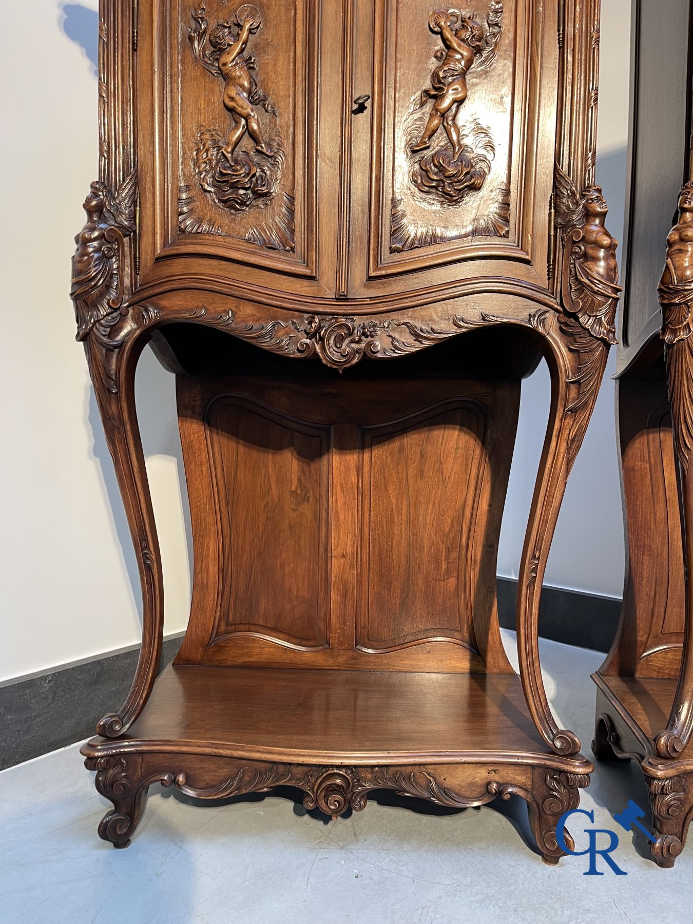 Furniture: A pair of finely carved furniture. LXV style.