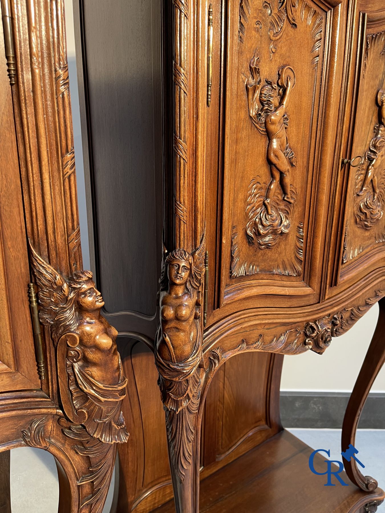 Furniture: A pair of finely carved furniture. LXV style.