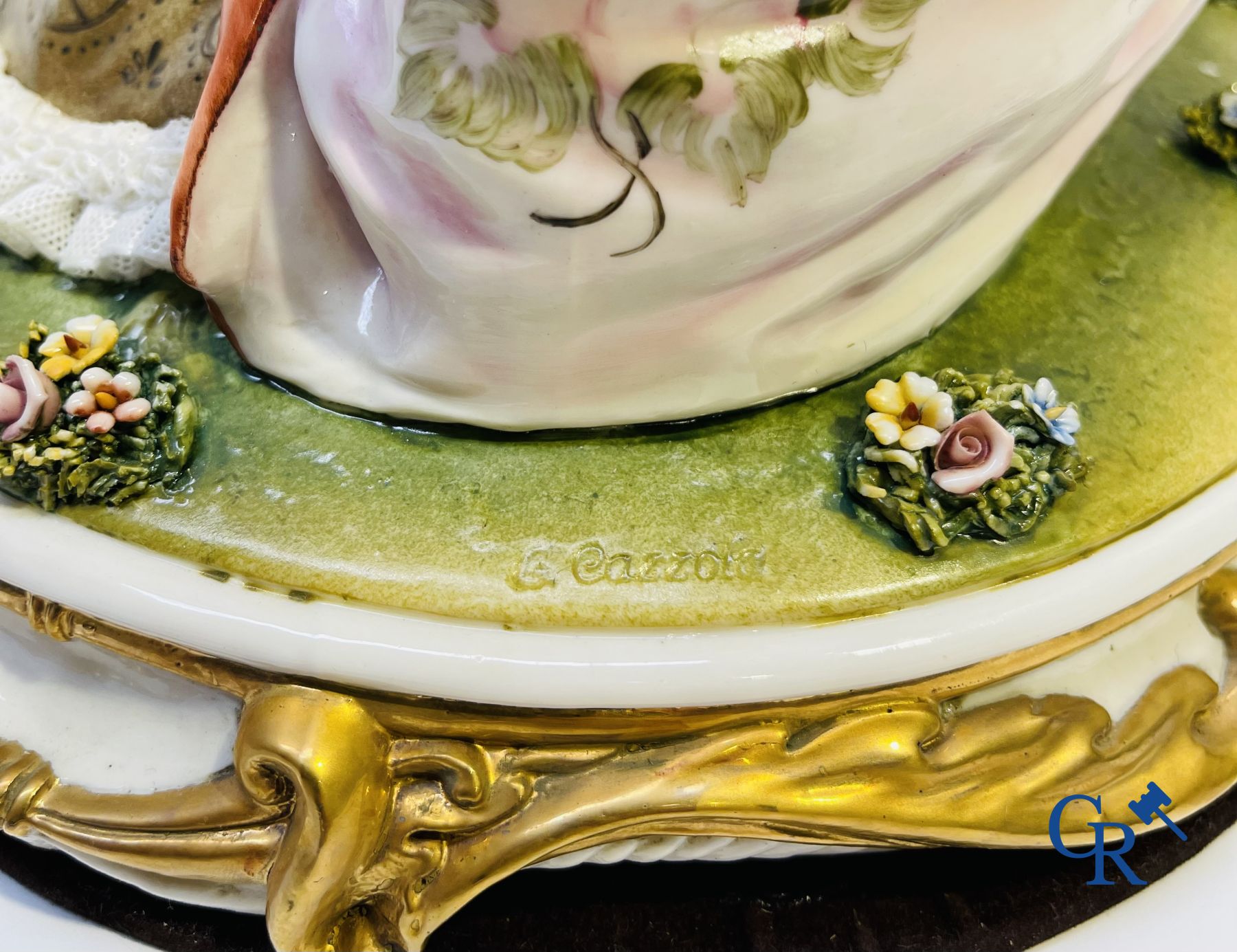 Porcelain: Capodimonte: Exceptional group in Italian porcelain with lace.