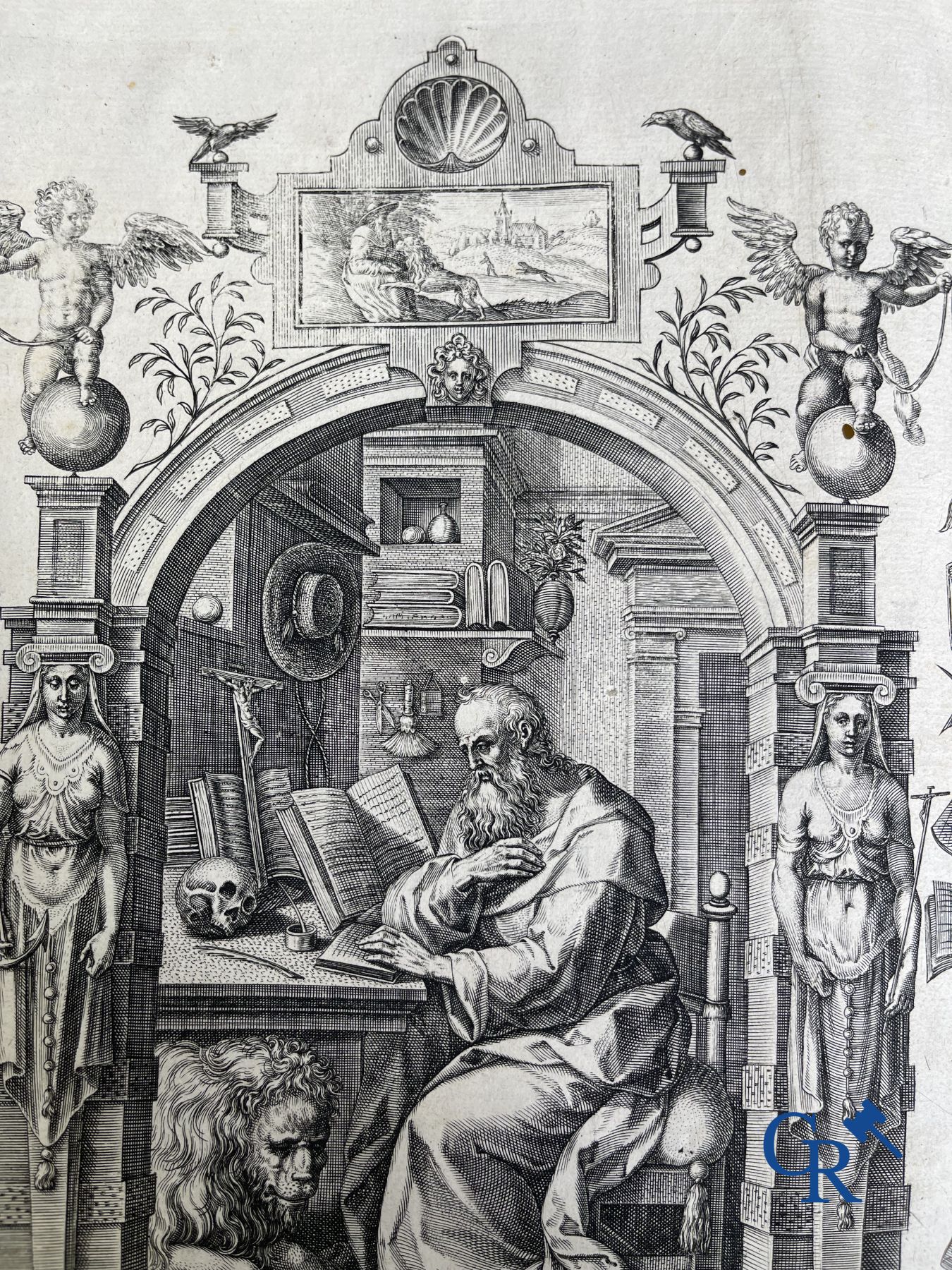 Livres anciens: Les œuvres de Saint Jérôme, Mariani Victorij Reatini. Atelier Plantijn (1578-1579), Anvers.