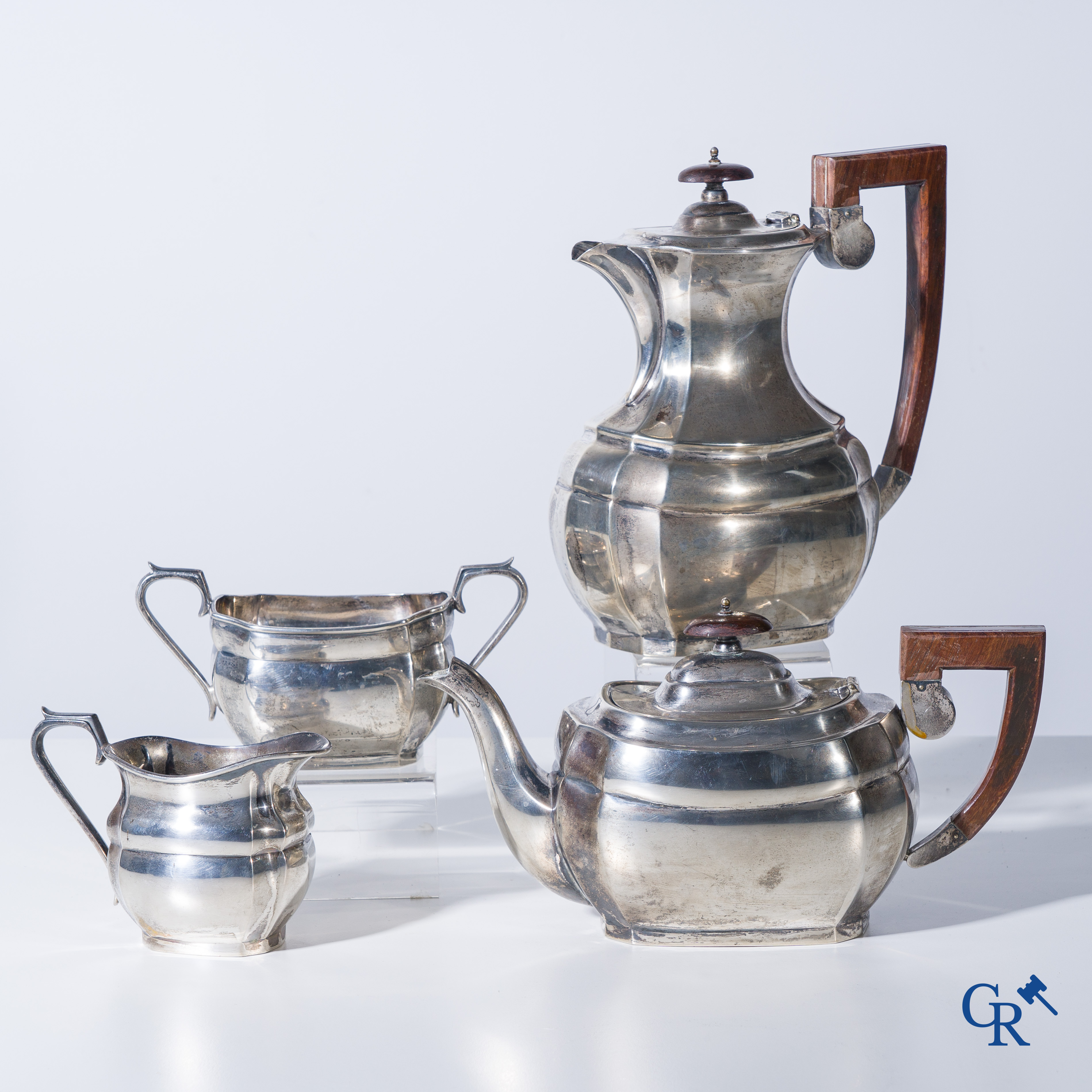 Silver: Mills Brussels, 4 pieces of a coffee and tea set in silver (900°/00).