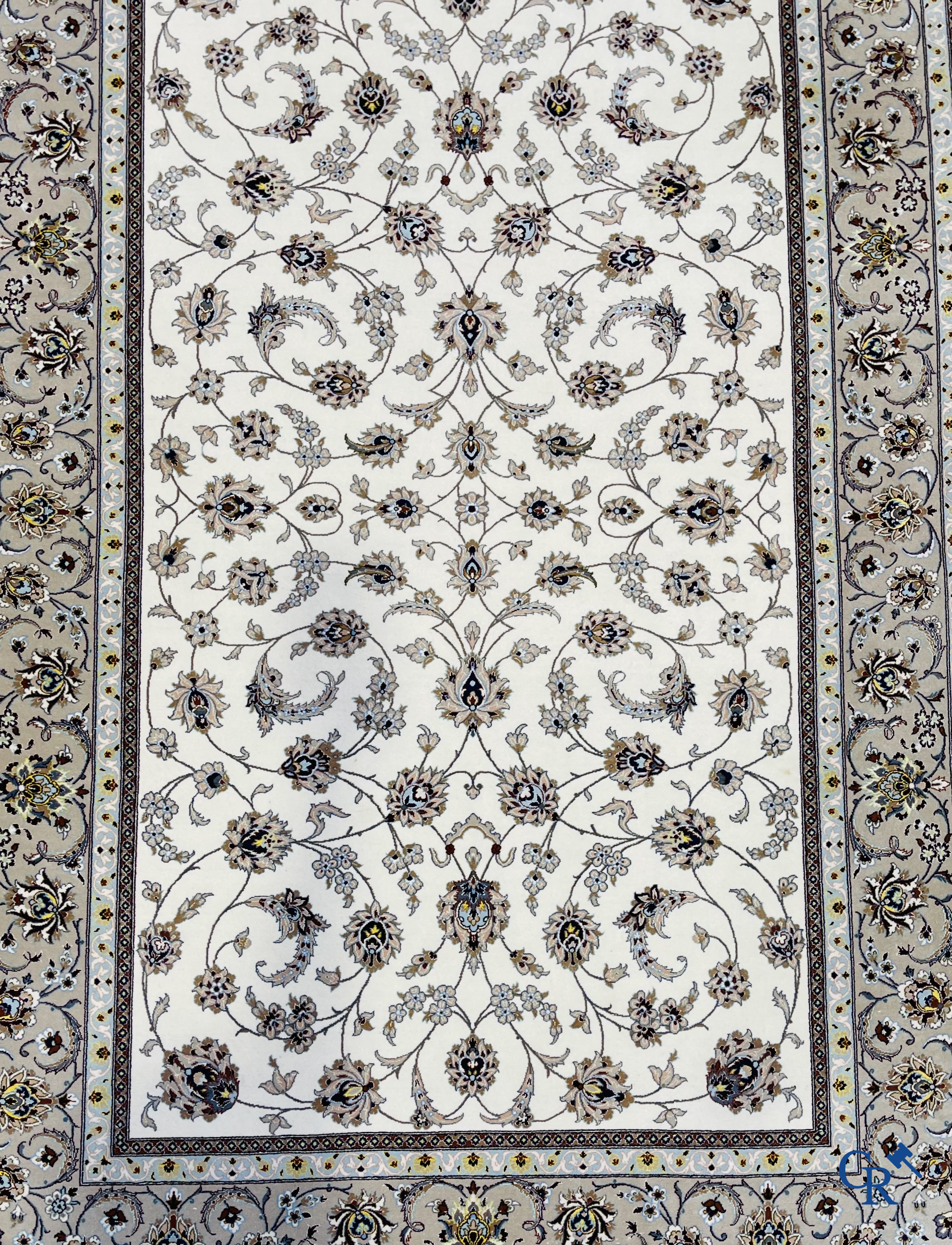 Persian carpets. Fine knotted Nain carpet with floral decor.