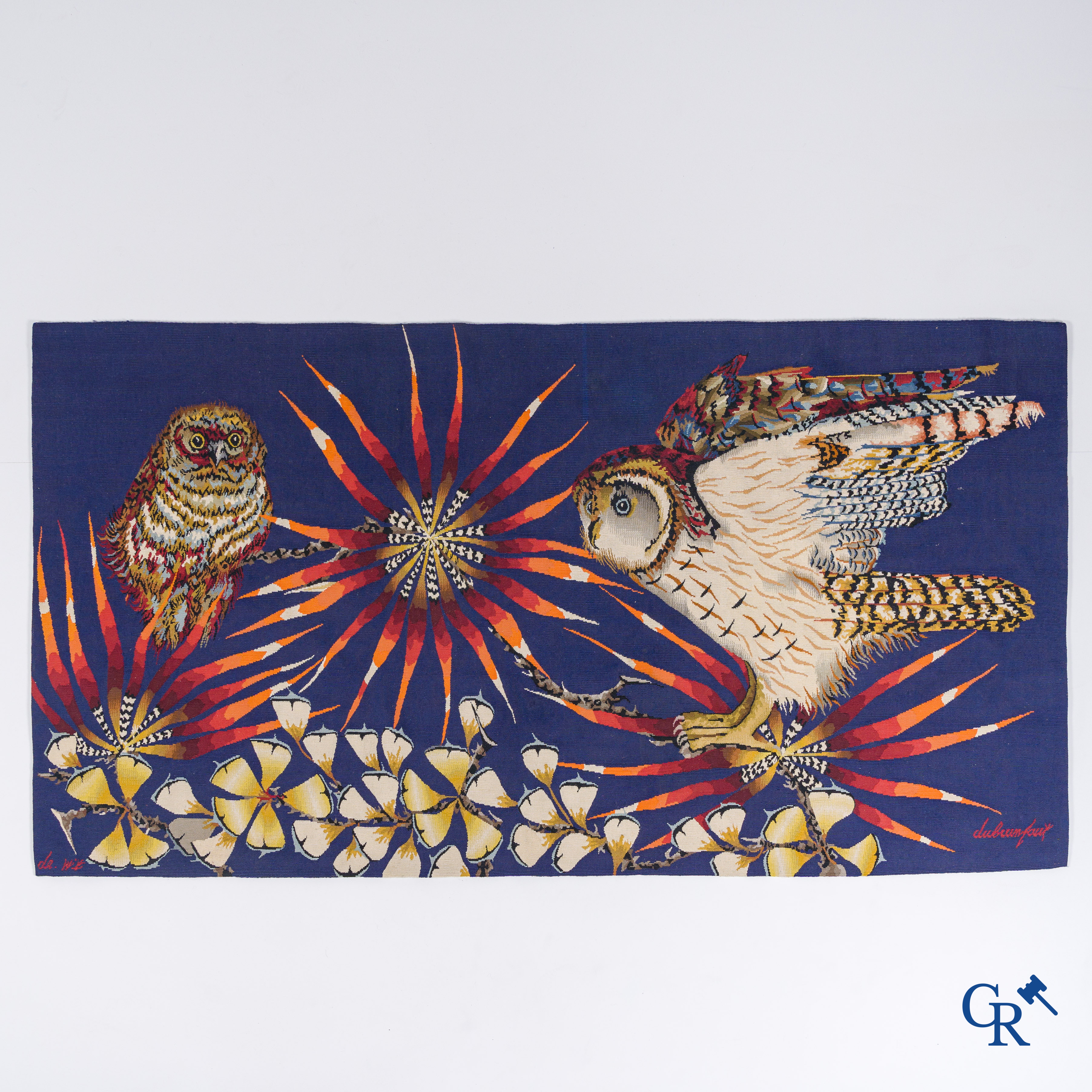 Edmond Dubrunfaut (1920-2007)(*) "Owls" signed Dubrunfaut and De Wit. (manufacture royale Malines)