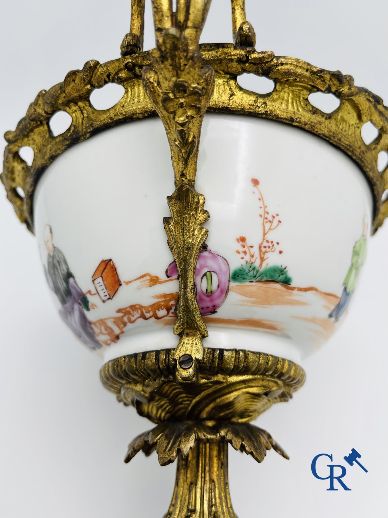 Chinese porcelain: An 18th century gilt-bronze mounted bowl in Chinese export porcelain.