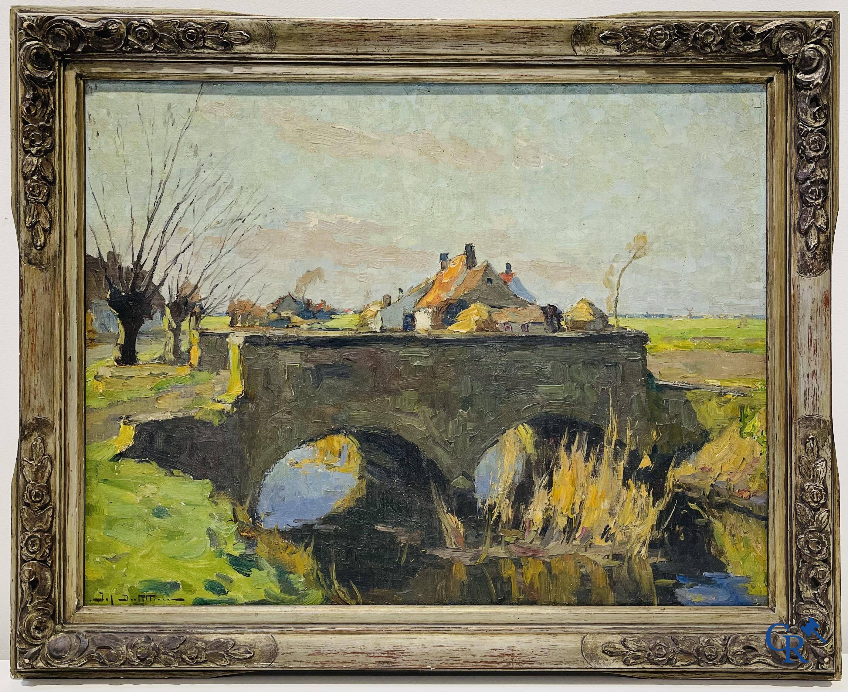 Pierre Joseph Dutillieu (1876 - 1960) 2 Landschap schilderijen. Olie op doek.