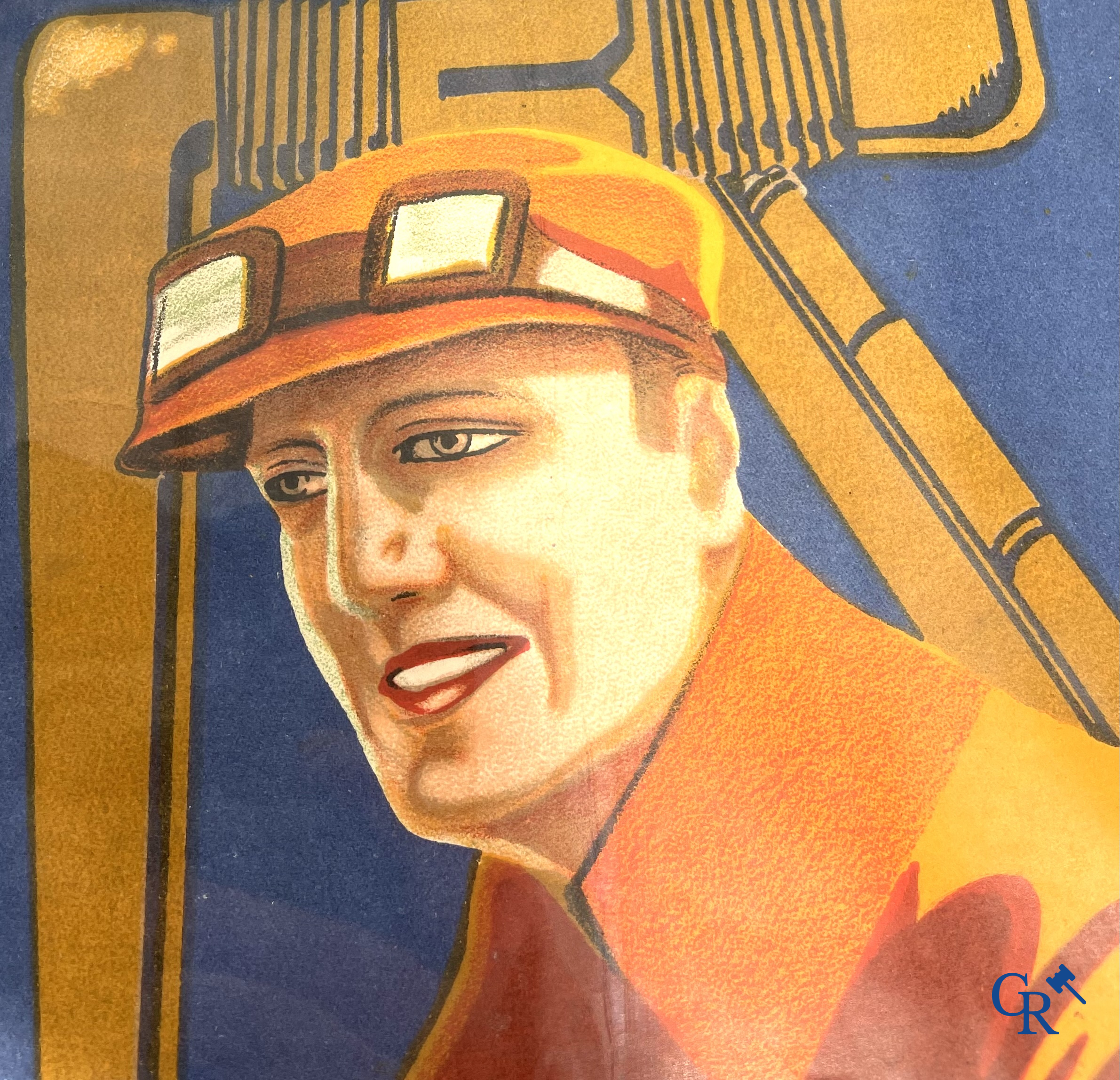 FN Motorfabriek Herstal, Zeldzame en originele publiciteitsaffiche voor de FN motorfiets type Sahara. Circa 1930.