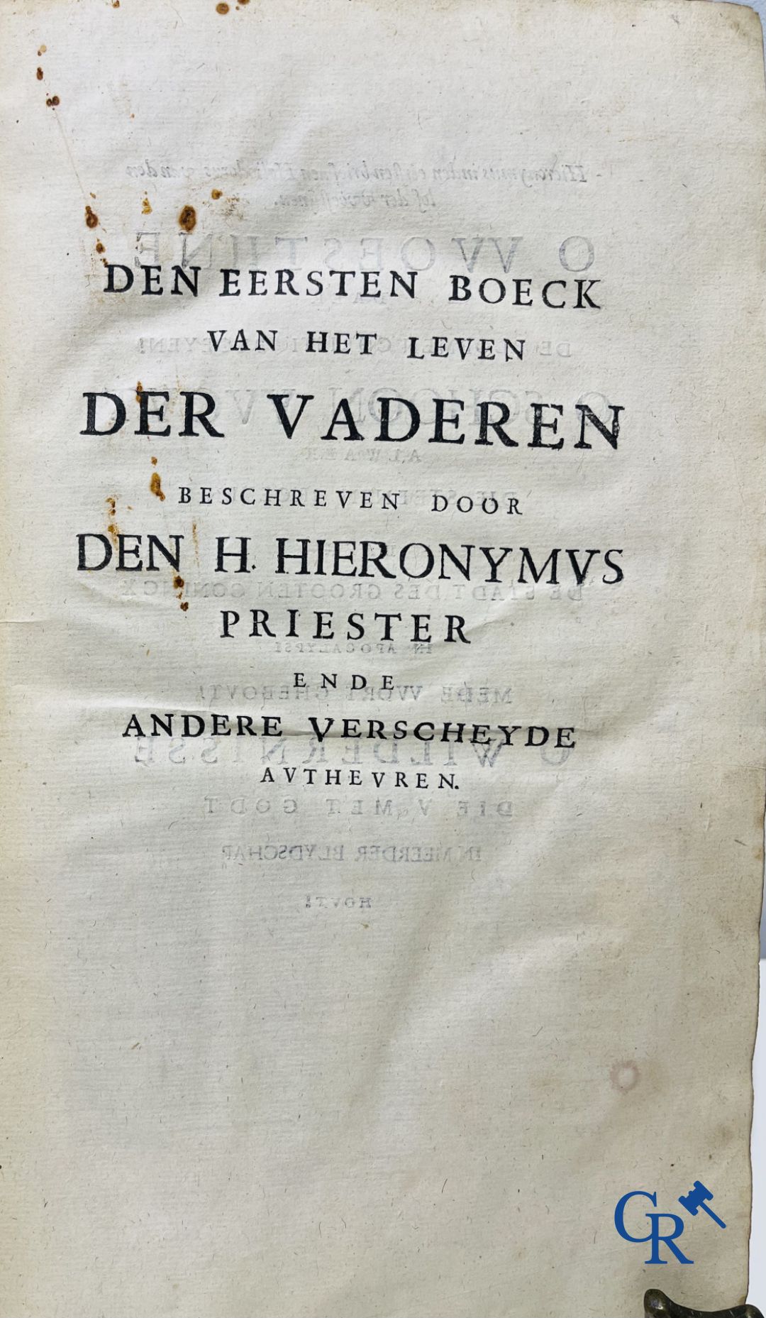 Oude boekdrukken: Rosweydus, Heribertus. Het leven ende spreucken der Vaderen beschreven door den H. Hieronymus. 1643.