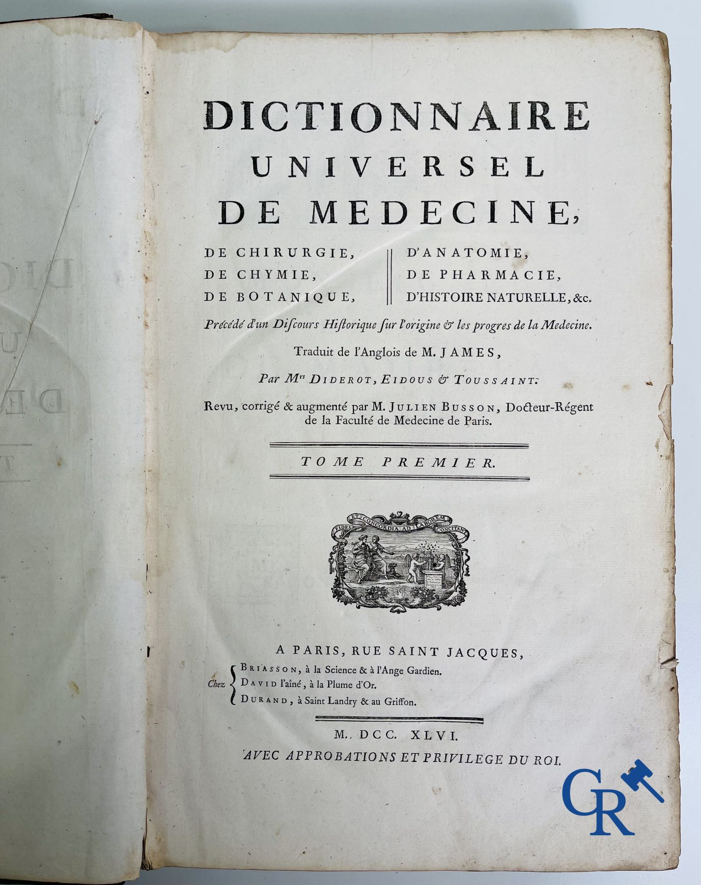 Early printed books: Dictionnaire Universel de Medecine, Robert James. 6 volumes, Paris 1746-1748.