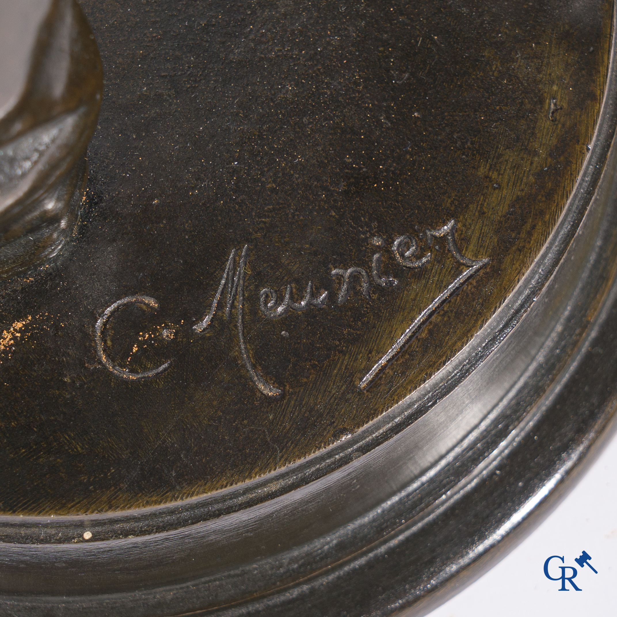 Constantin Emile Meunier (1831-1905) (*) Fijnbewerkte brons met bruine patine, Gesigneerd C. Meunier.