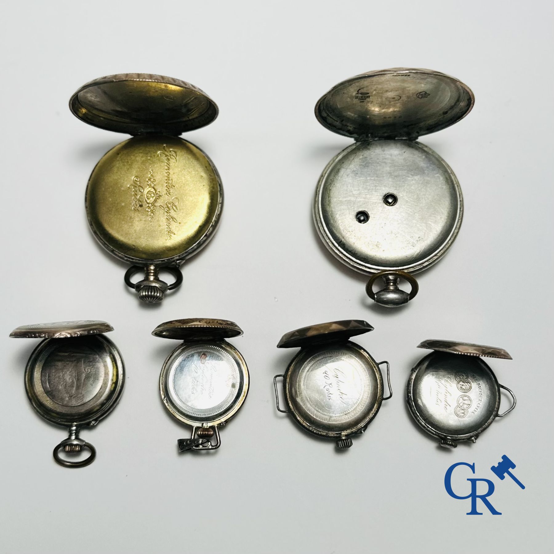 Watches: Lot consisting of 2 pocket watches and 4 ladies watches in silver (800°/00)