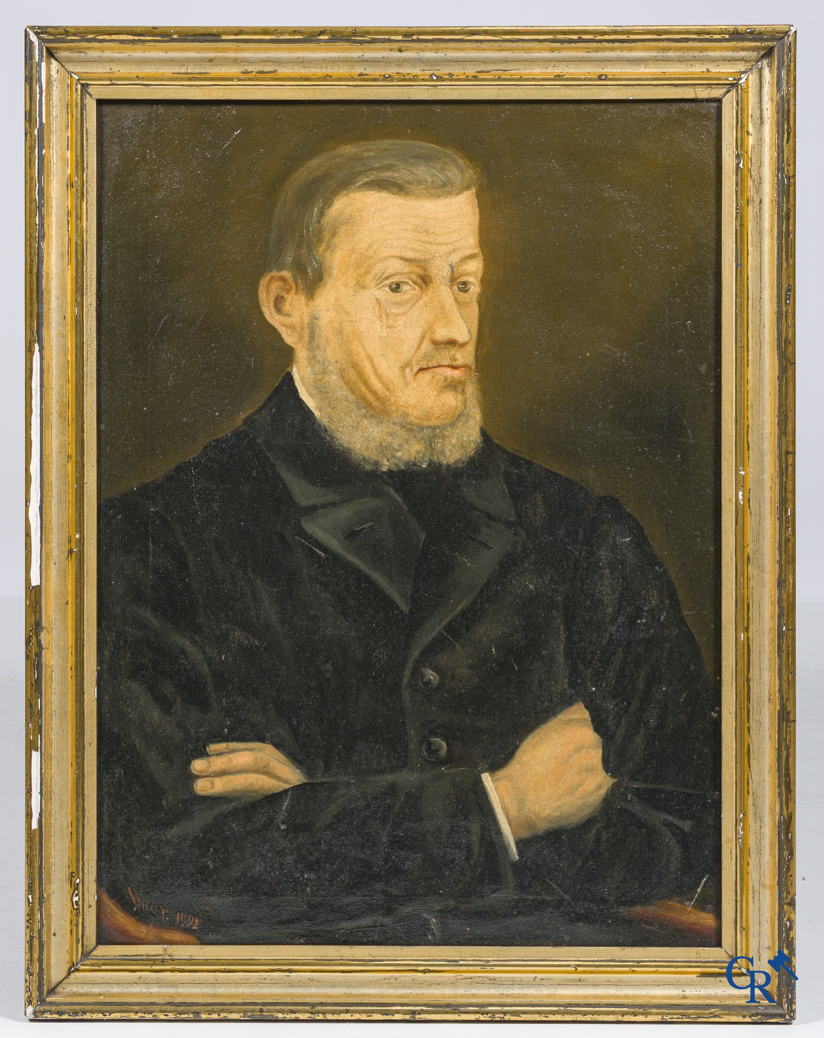 Paintings. 2 portrait paintings in gilded frames. 19th century.