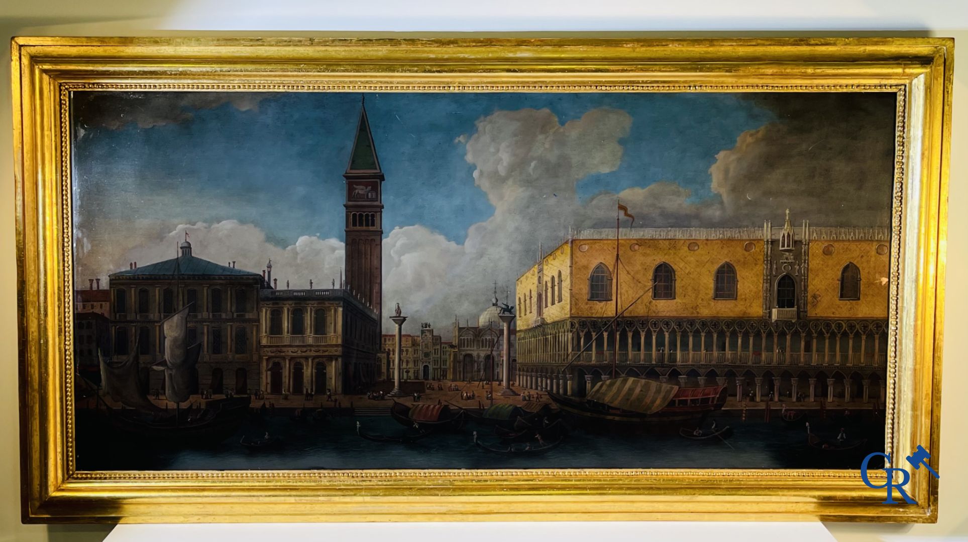 Peinture: Carlo Canella (Vérone 1800 - Milan 1879) Vue de la place Saint-Marc à Venise. 