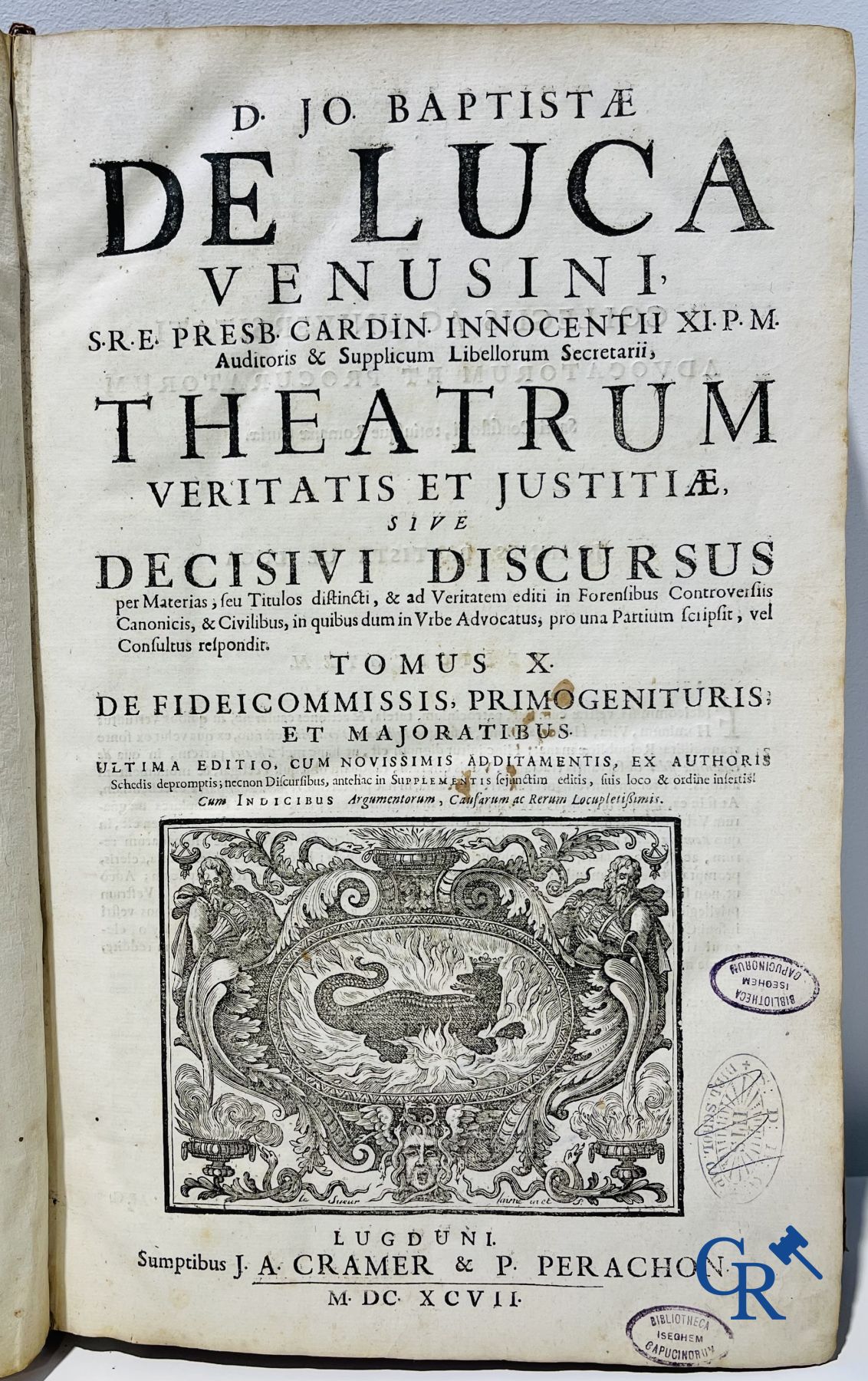 Oude boekdrukken: Giovanni Battista de Luca, Theatrum veritatis et justitiae. J.A. Cramer & Philibert Perachon. 1697.