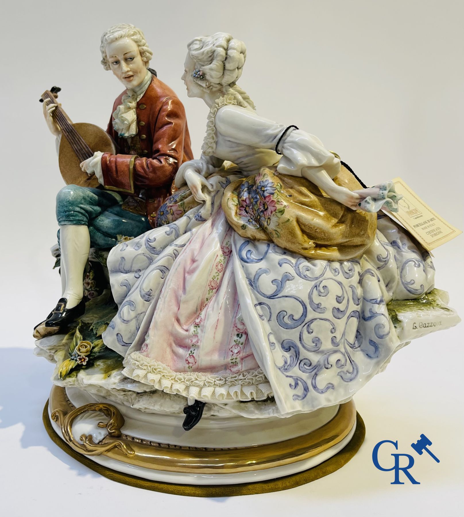 Porcelain: Capodimonte: Exceptional group in Italian porcelain with lace.