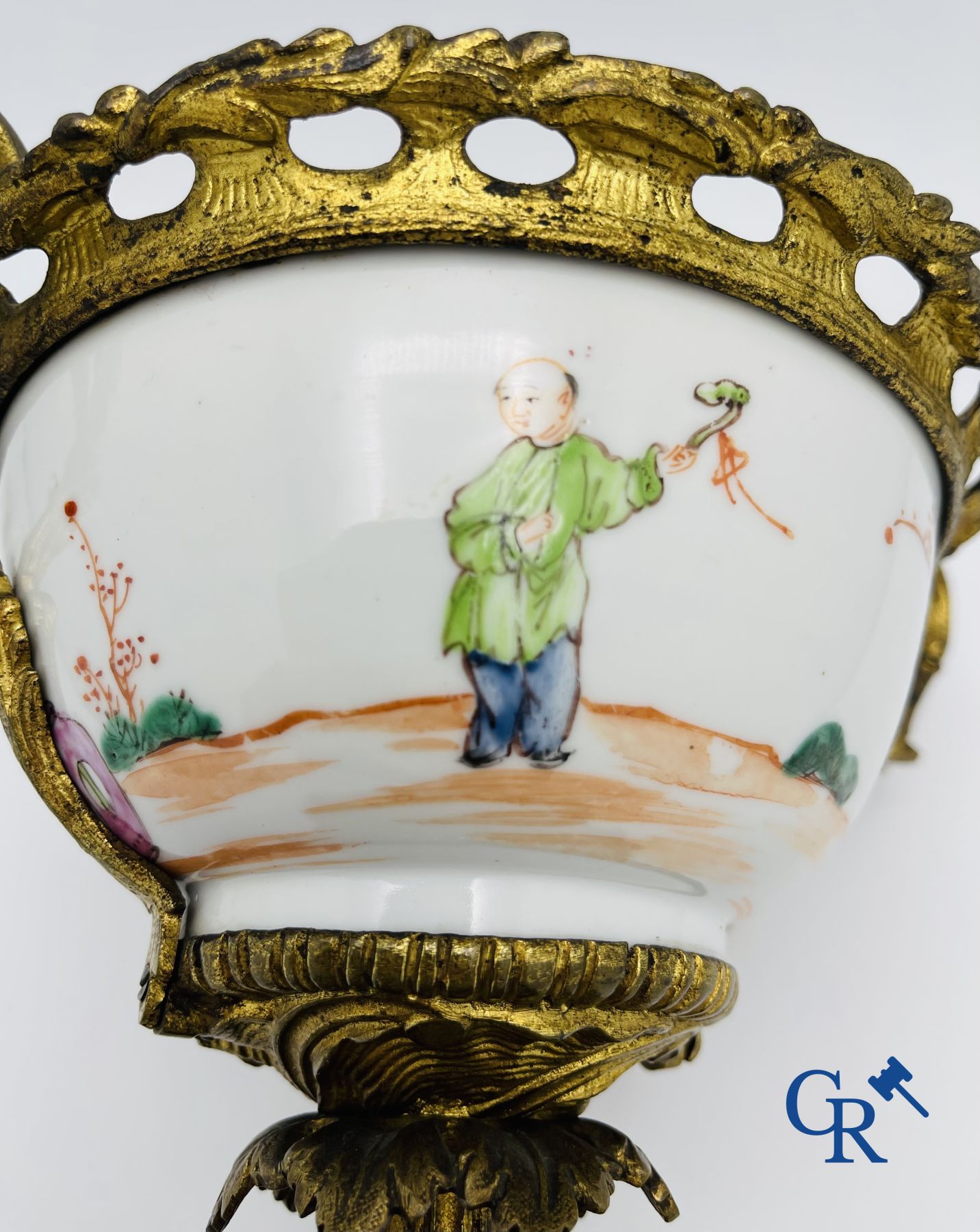 Chinese porcelain: An 18th century gilt-bronze mounted bowl in Chinese export porcelain.