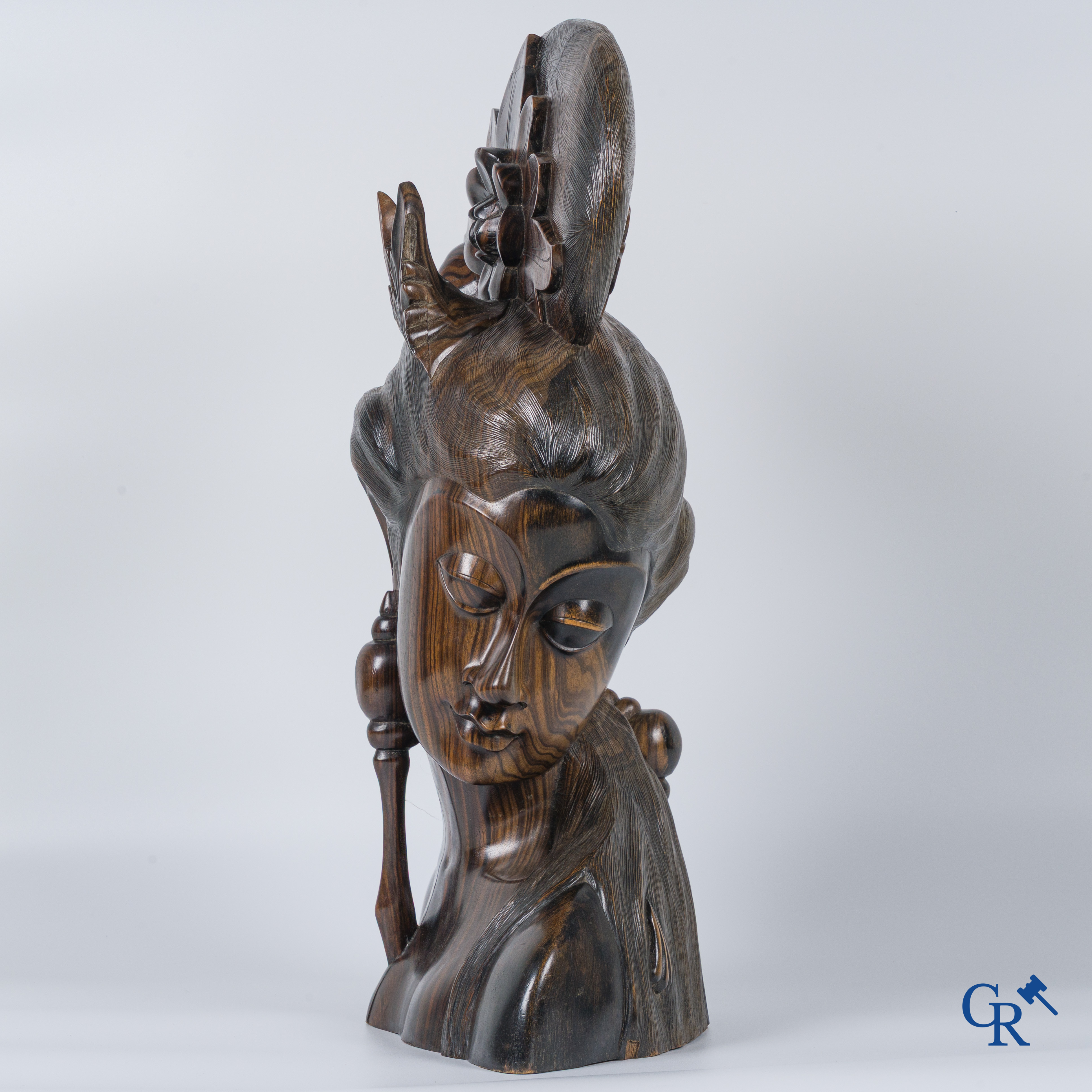 Indonesia: Imposing sculpture in exotic hardwood from a Javanese beauty.