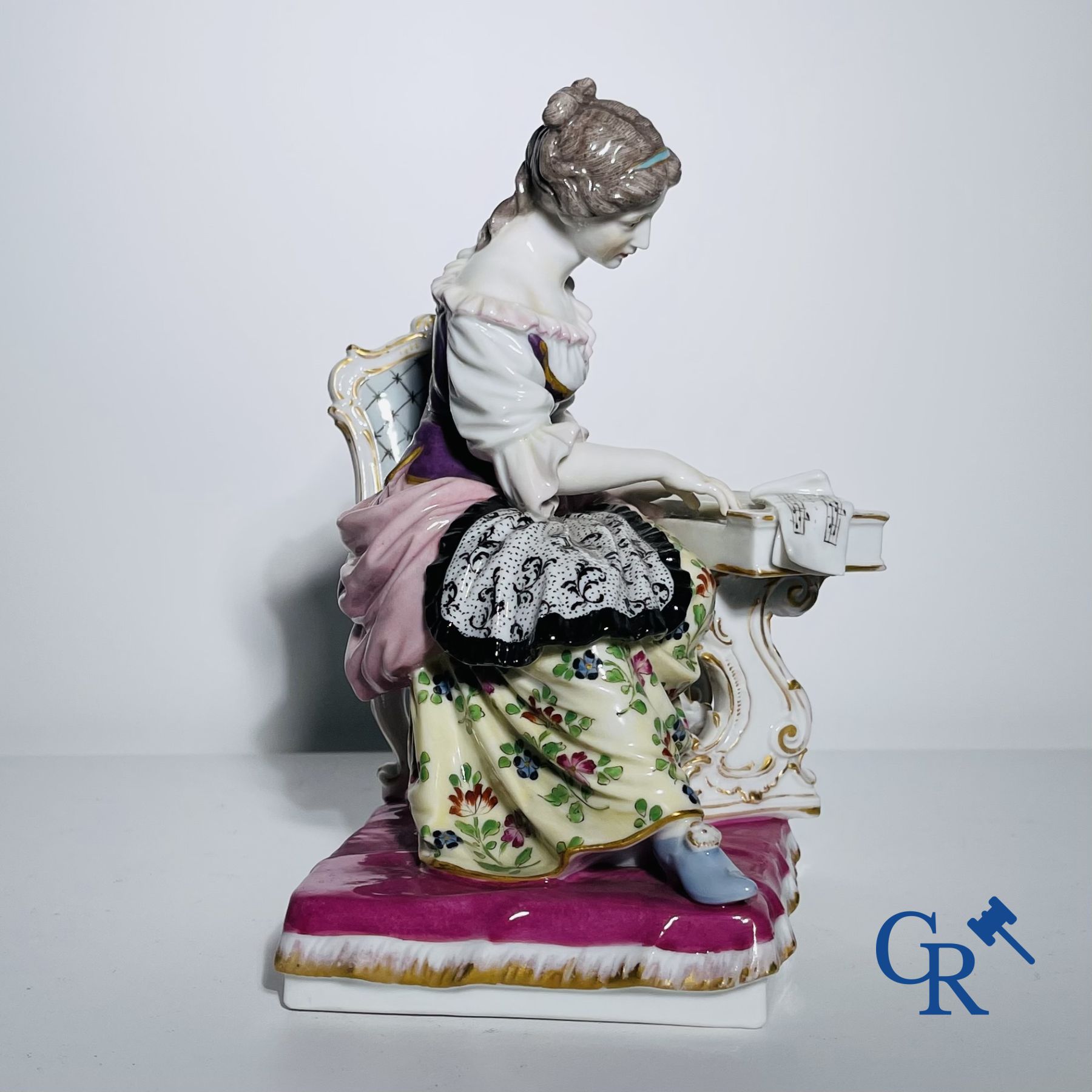 Porcelain: Dressel & Kister Passau: Lady on harpsichord.