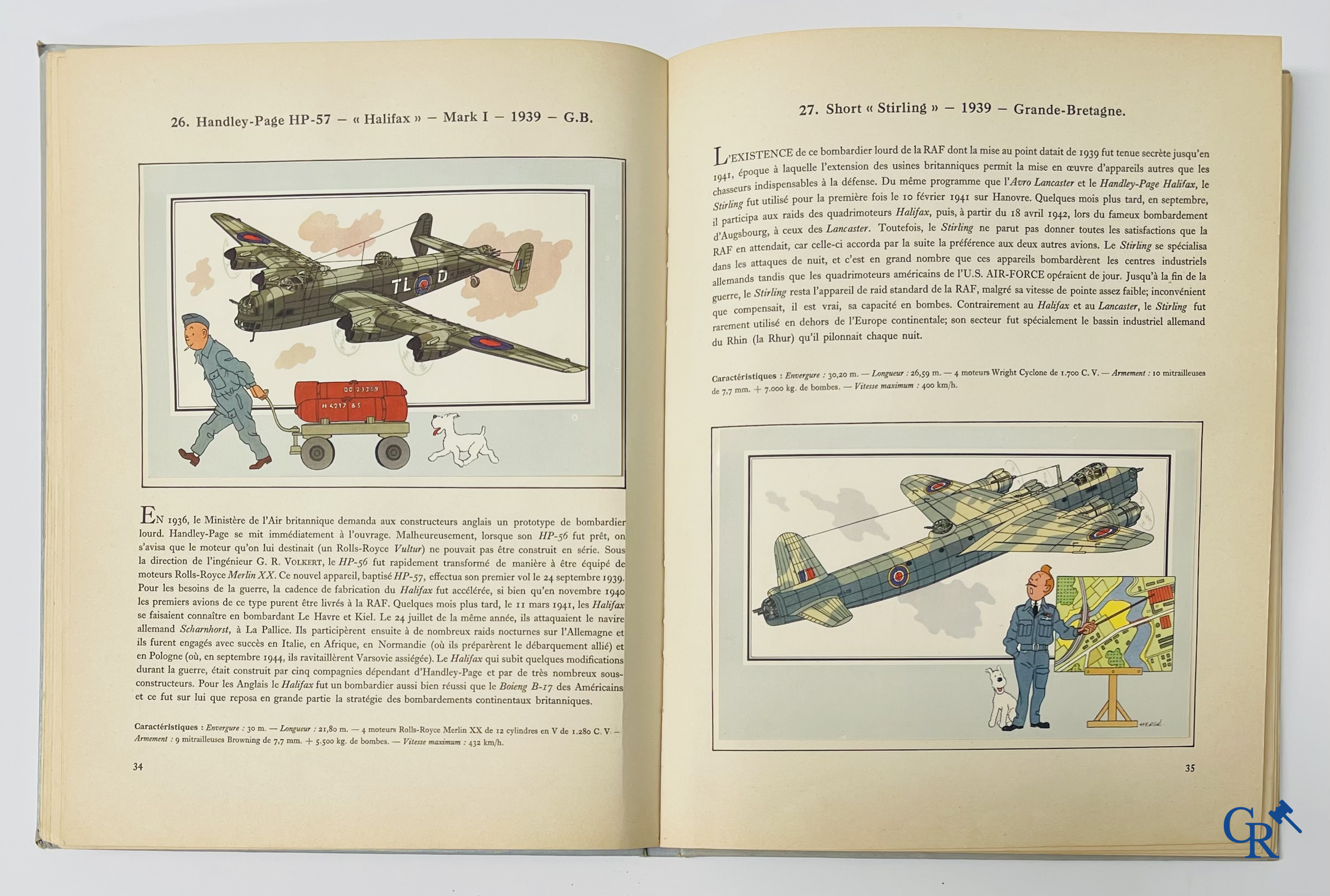 Hergé, L'Aviation Guerre 1939-1945. Collection Voir et Savoir. Copyright 1953. Lombard Brussel.