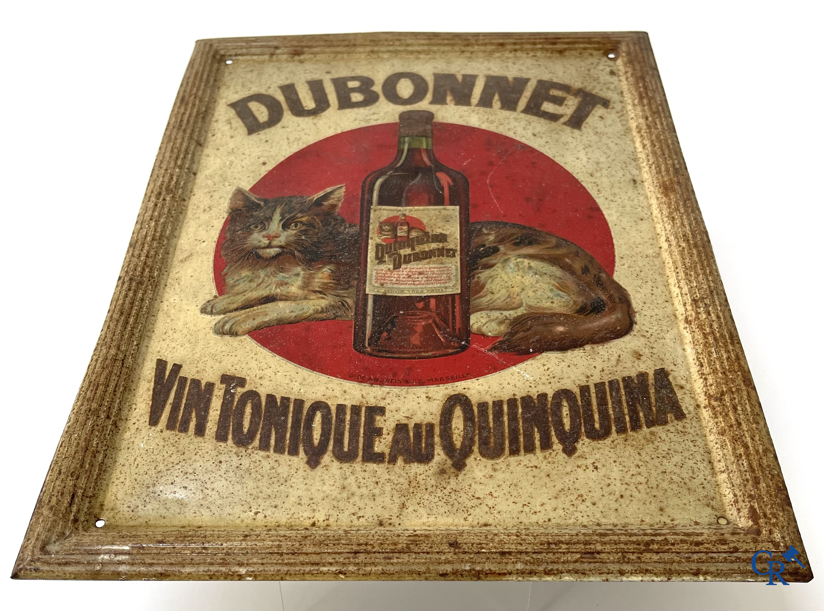 Dubonnet, Publiciteit gedrukt op metaal voor Dubonnet, Vin Tonique au Quinquina. Imp. G. De Andreis & Cie. 20'er jaren.