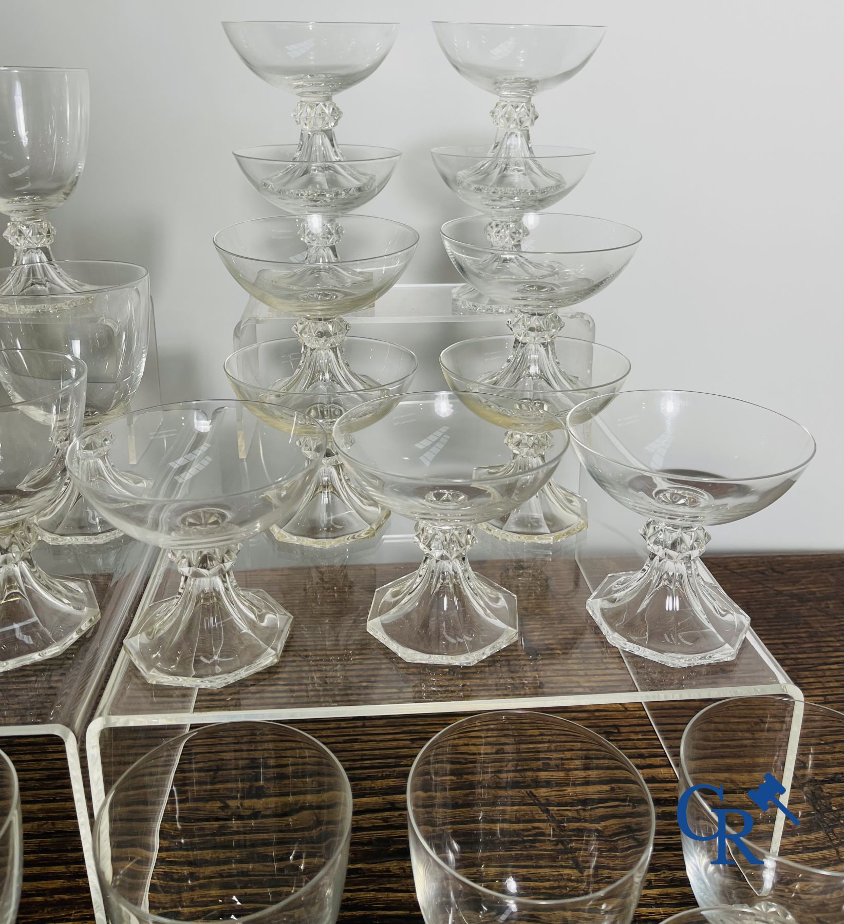 Val Saint Lambert: A serie of about 50 crystal glasses model Yale.