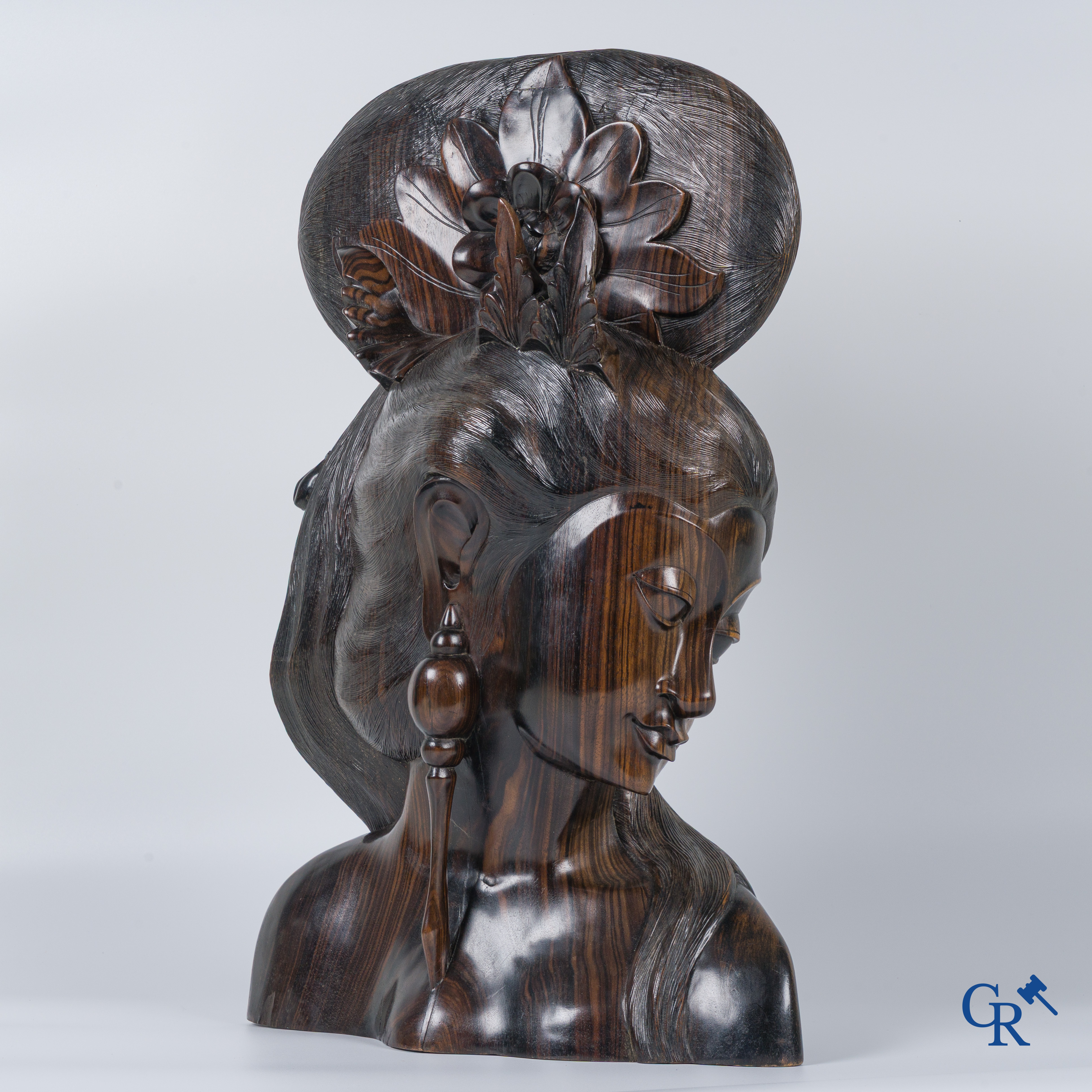 Indonesia: Imposing sculpture in exotic hardwood from a Javanese beauty.