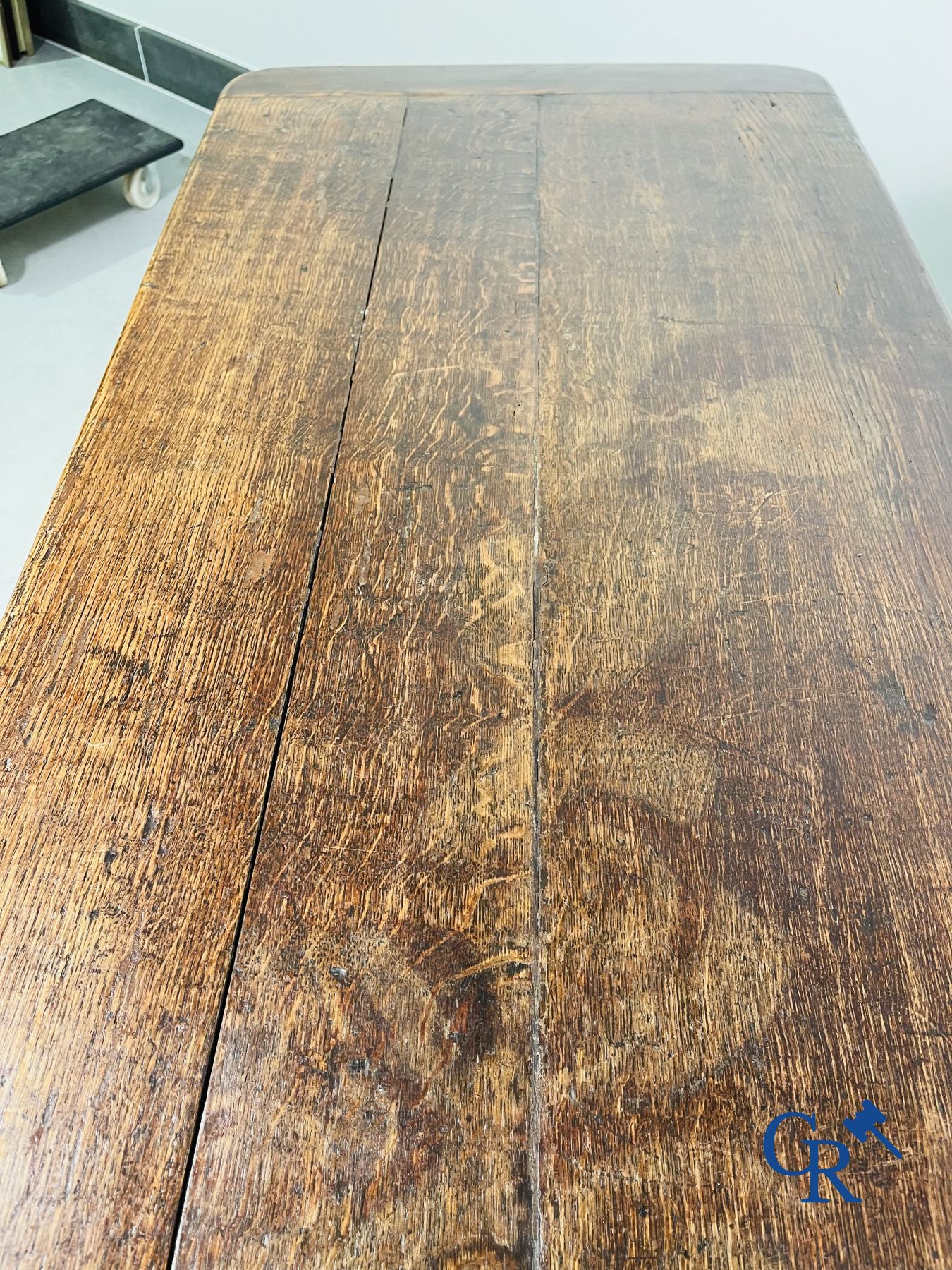 Furniture: An oak table with drawer. 17th - 18th century.