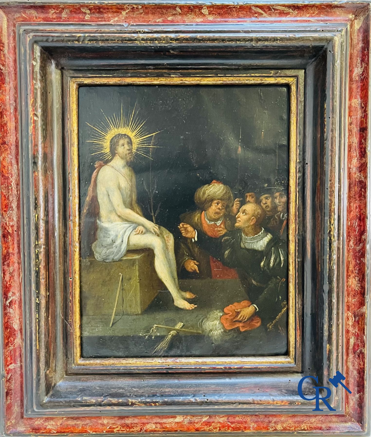 Schilderij: Antwerpen, 16de eeuw. De bespotting van Christus.