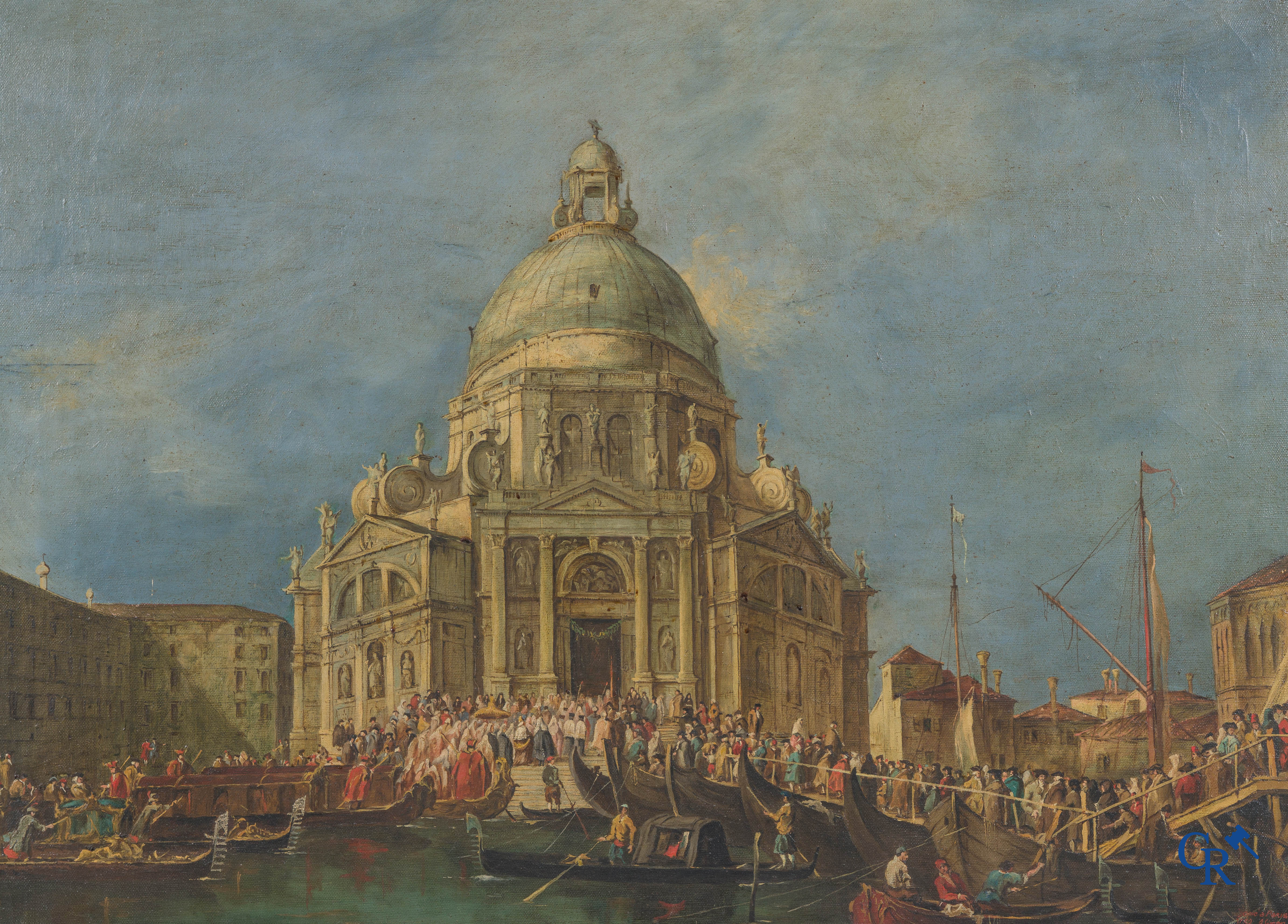 Simon A., d'après Francesco Guardi. Belle copie du tableau "Le Doge de Venise se rend à la Salute".