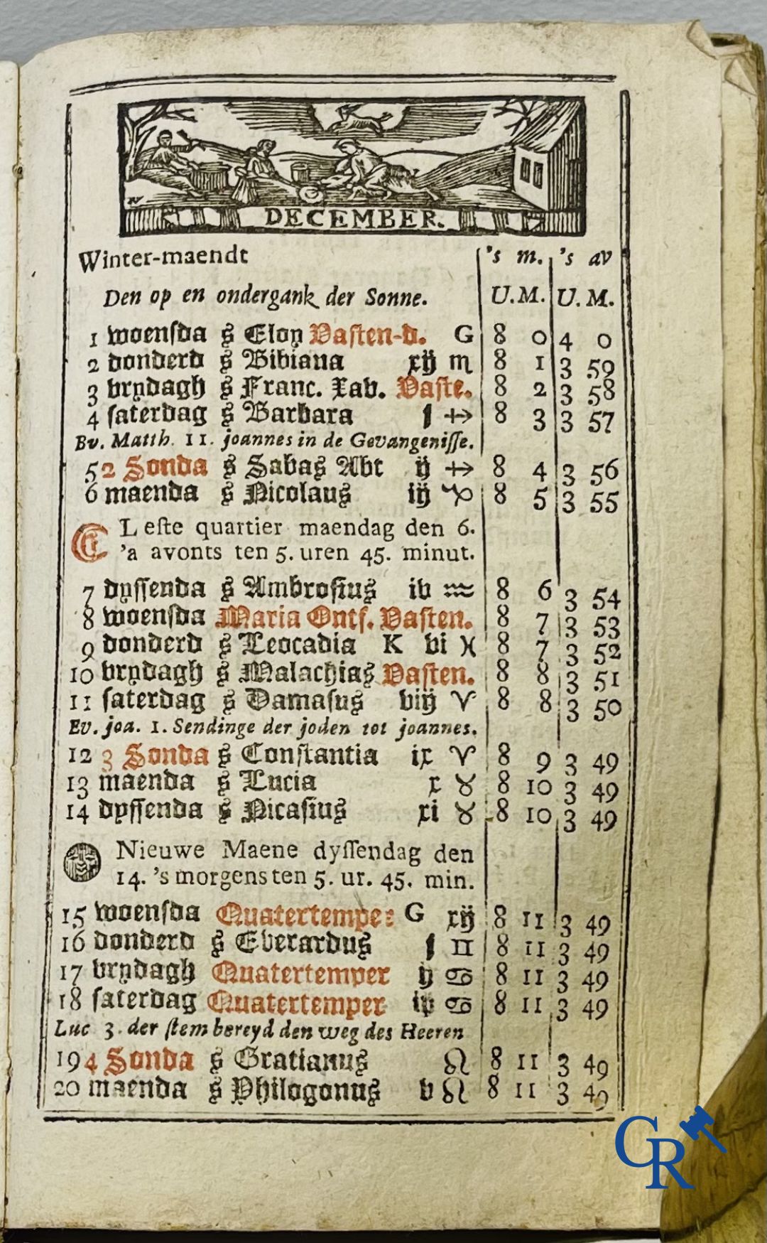 Oude boekdrukken: Jan Van Raedersterre, Den nieuwen Vlaemschen comptoir Almanach. 1773 Petrus Joannes Vereecken.