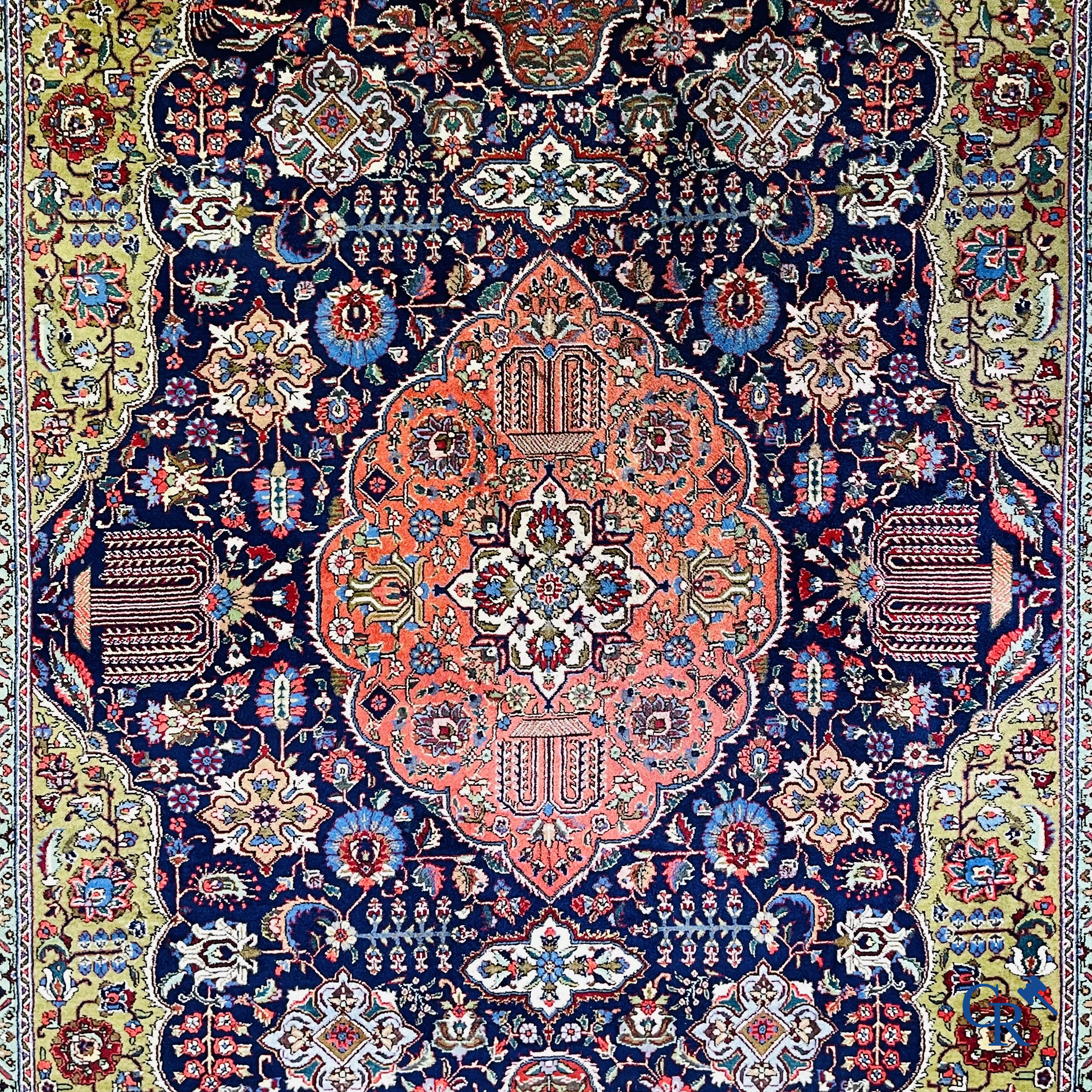 Tapis d'Orient: Tabriz Iran, tapis perse. Grand tapis noué à la main.