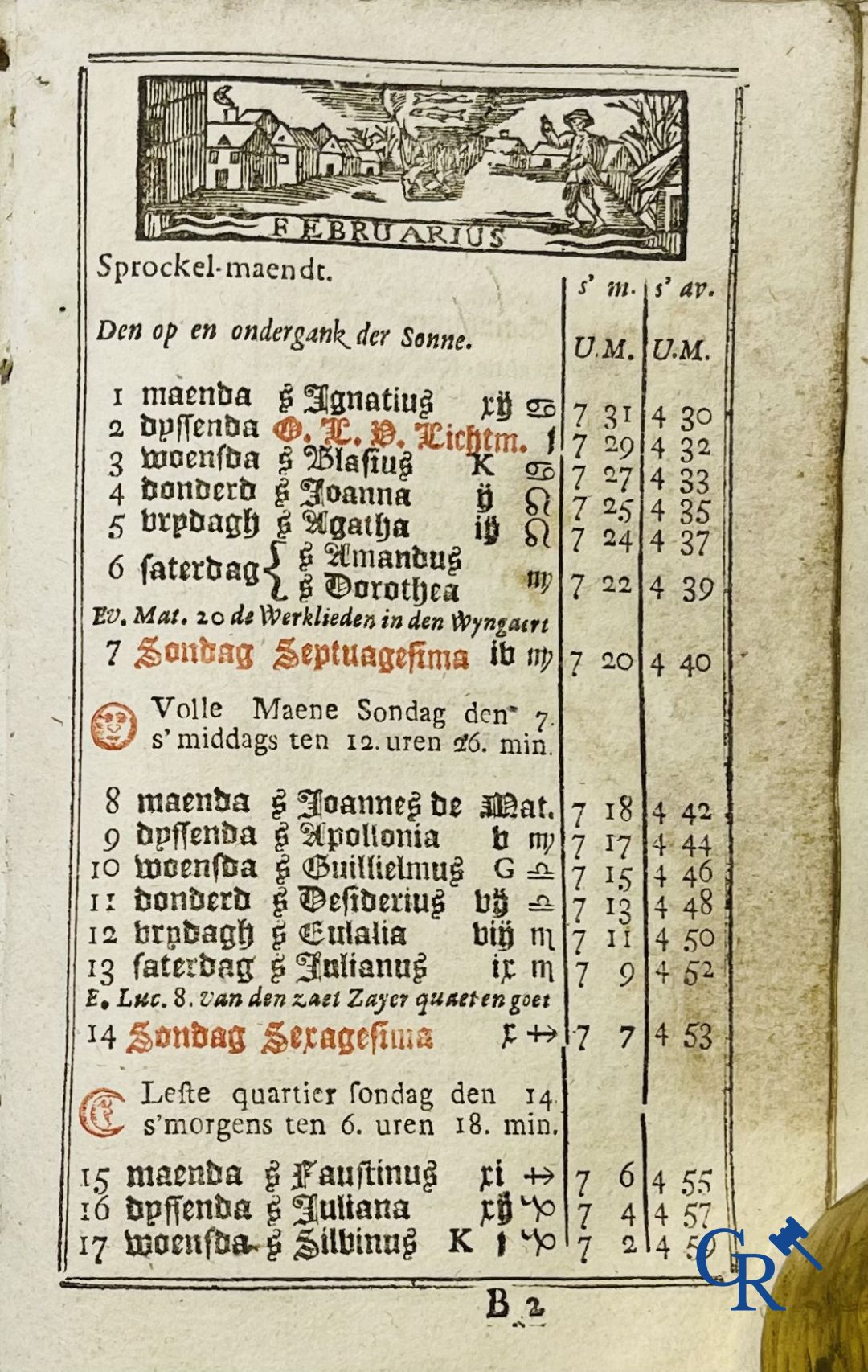 Early printed books: Jan Van Raedersterre, Den nieuwen Vlaemschen comptoir Almanach. 1773 Petrus Joannes Vereecken.