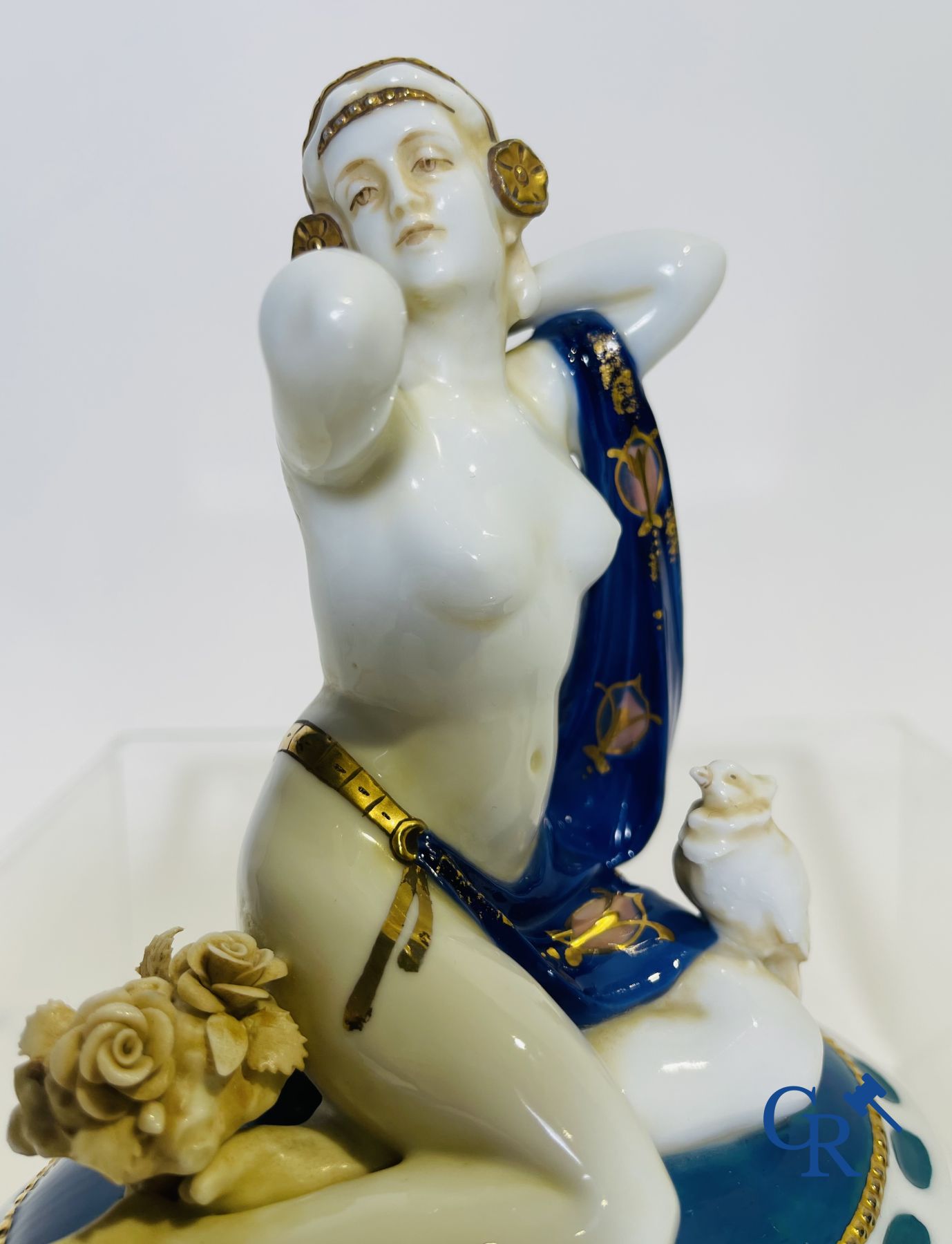 Art deco: An art deco sculpture in finely marked porcelain.