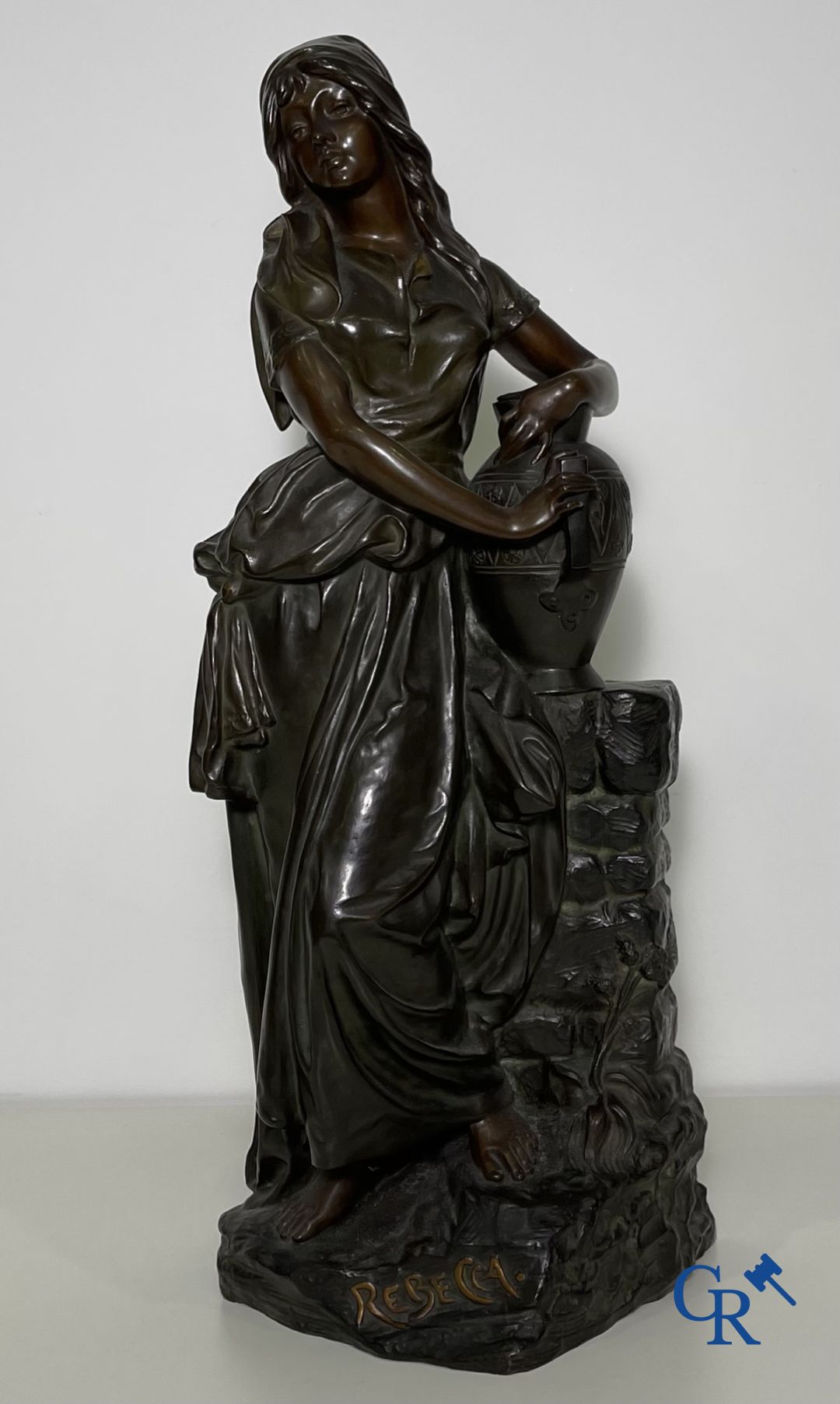 Edmond Lefever: (Ypres 1839-Schaarbeek 1911) "Rebecca" oriental bronze statue.